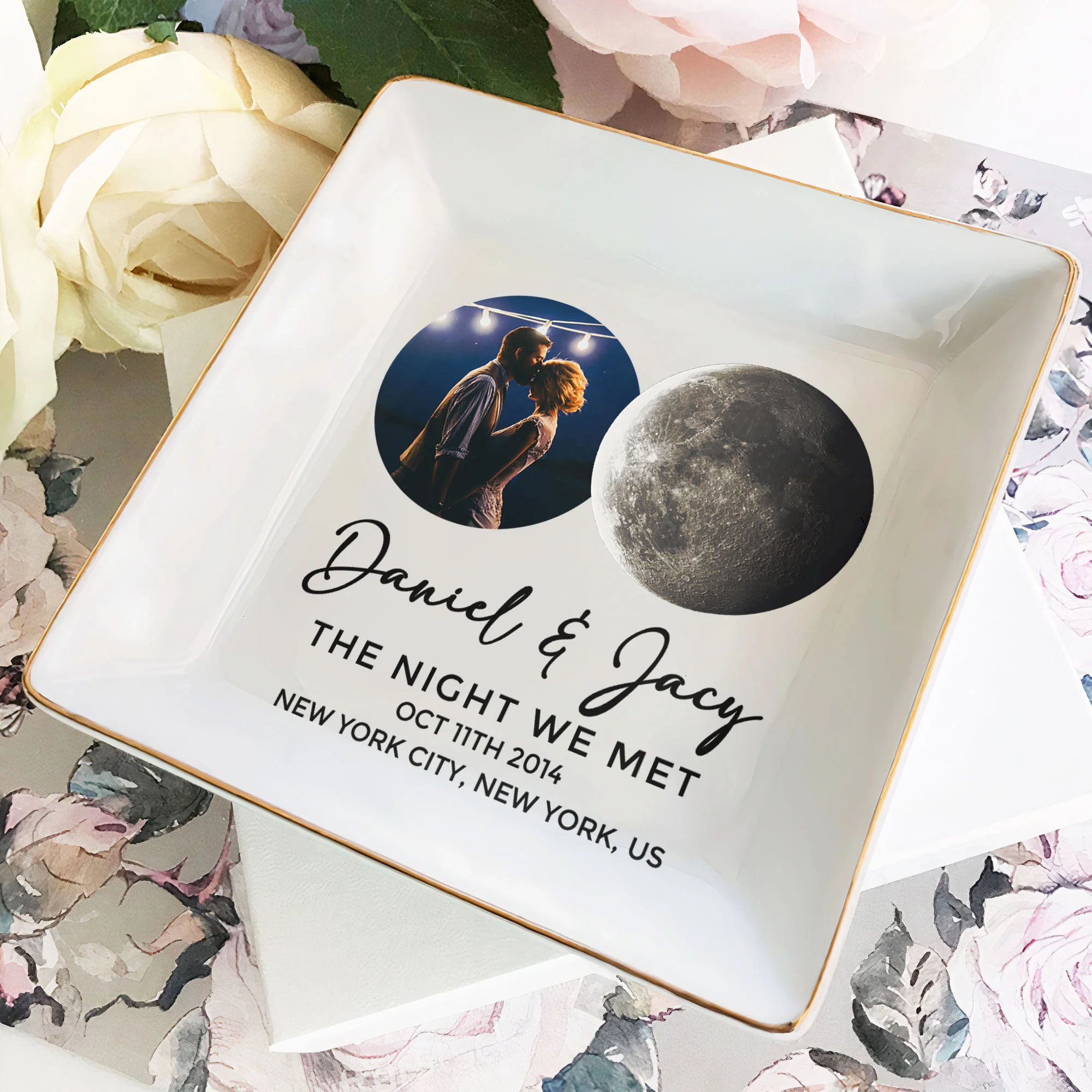 The Night We Met Custom Moon Phase - Personalized Photo Jewelry Dish - Image 5
