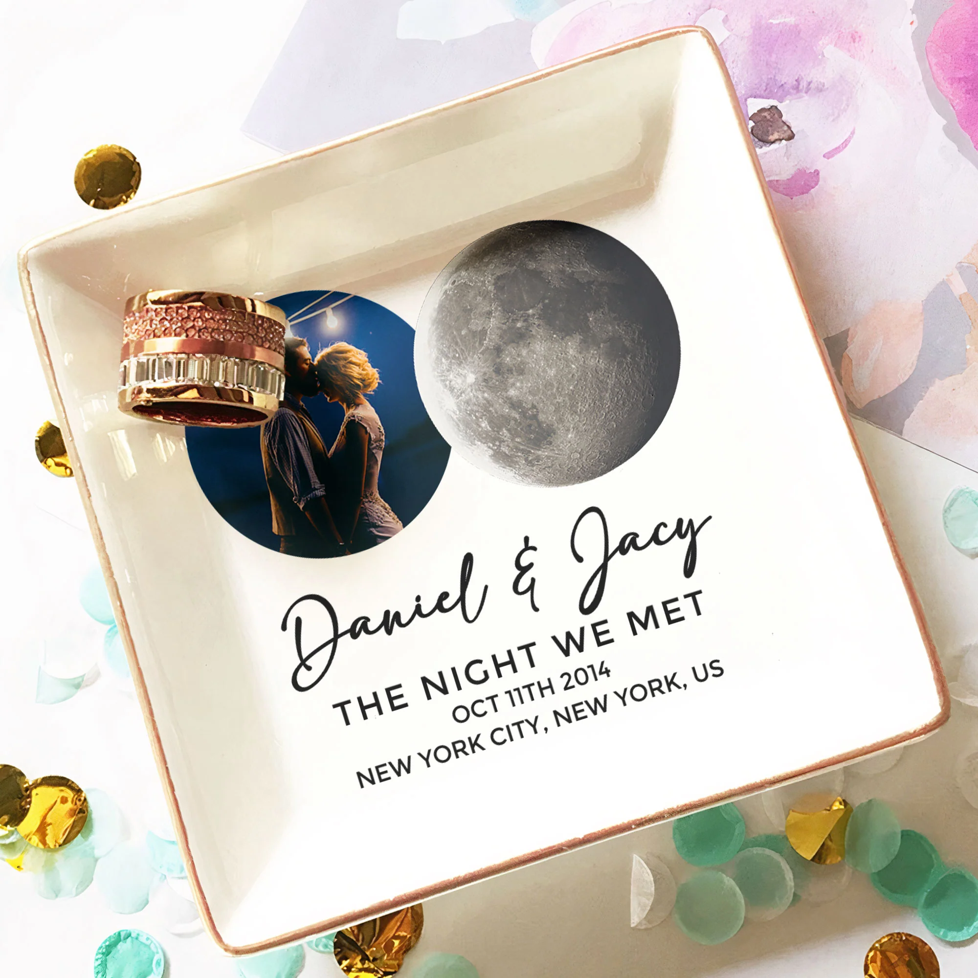 The Night We Met Custom Moon Phase - Personalized Photo Jewelry Dish - Image 6