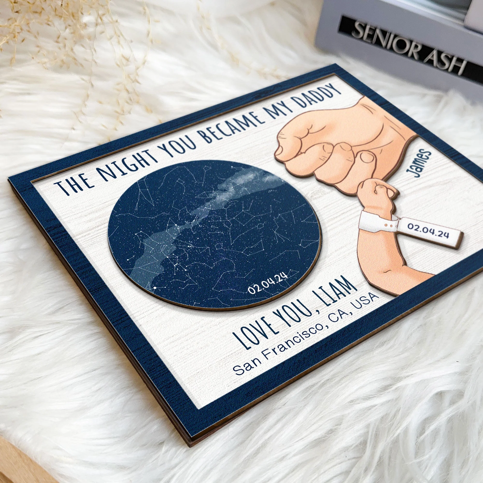 The Night You Became My Daddy First Father's Day - Personalized Wooden Plaque - Image 4