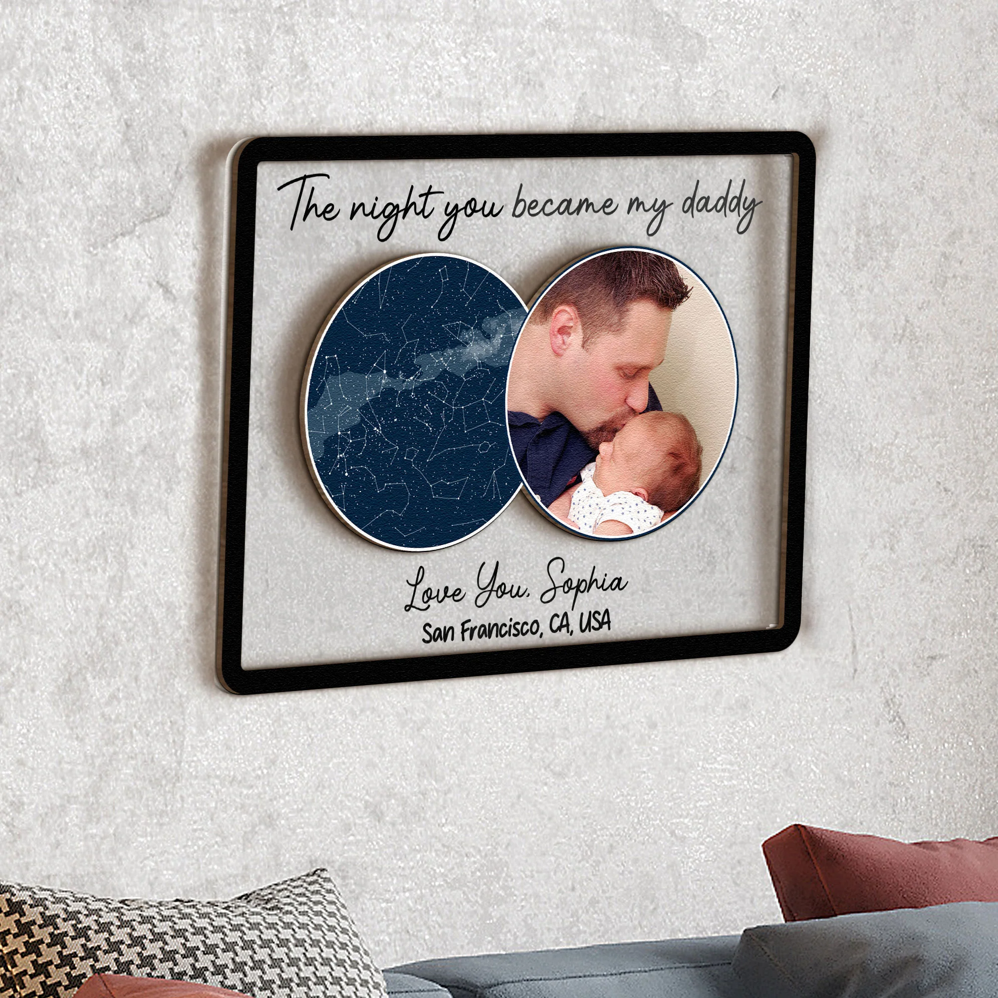 The Night You Became My Daddy New Dad Gift - Personalized Photo Wood And Acrylic Wall Art - Image 4