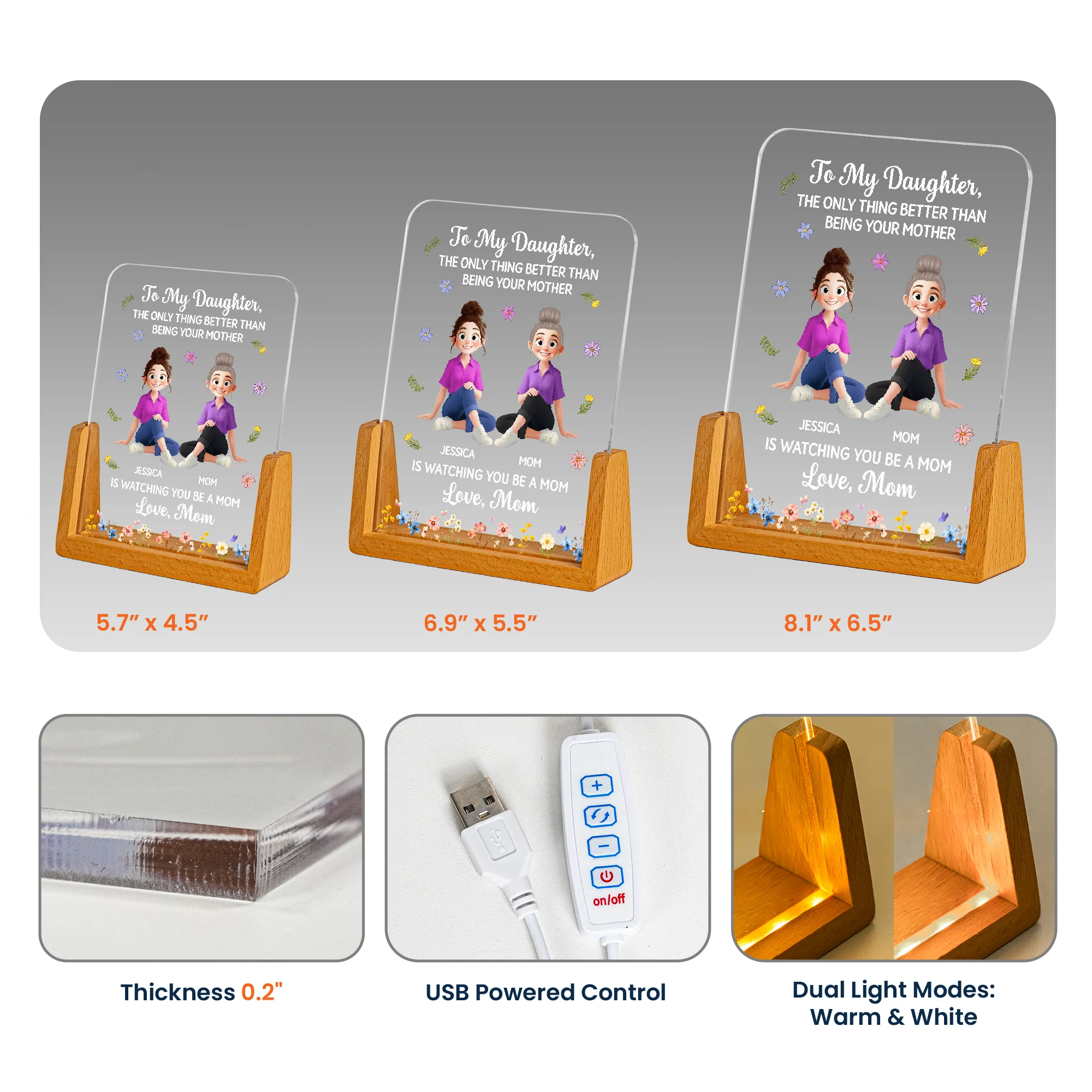The Only Thing Better Than Being Your Mother Is Watching You Be A Mom - Personalized Night Light - Image 5