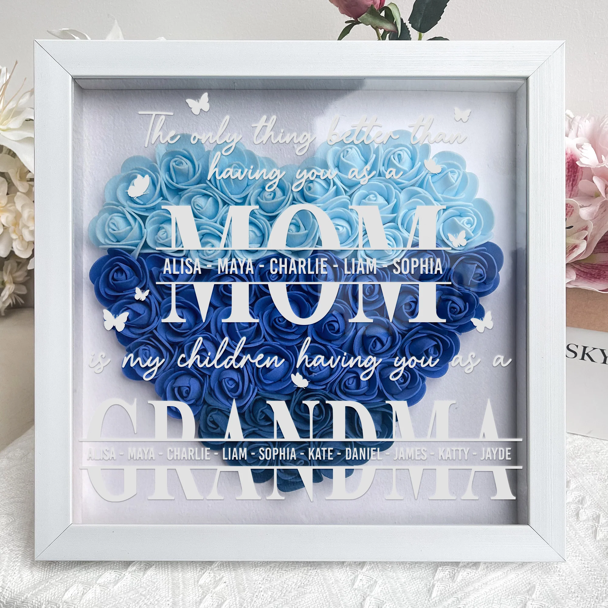 The Only Thing Better Than Having You As A Mom - Personalized Flower Shadow Box - Image 4