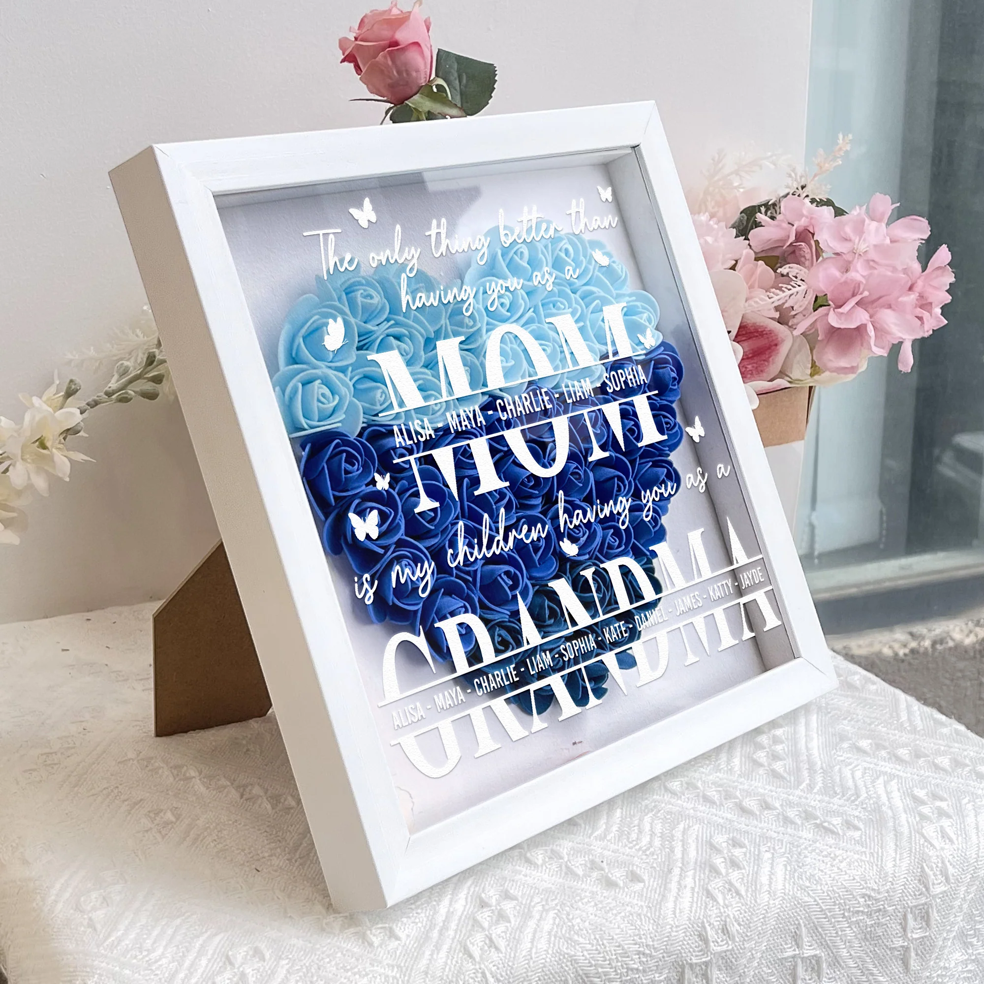 The Only Thing Better Than Having You As A Mom - Personalized Flower Shadow Box - Image 5