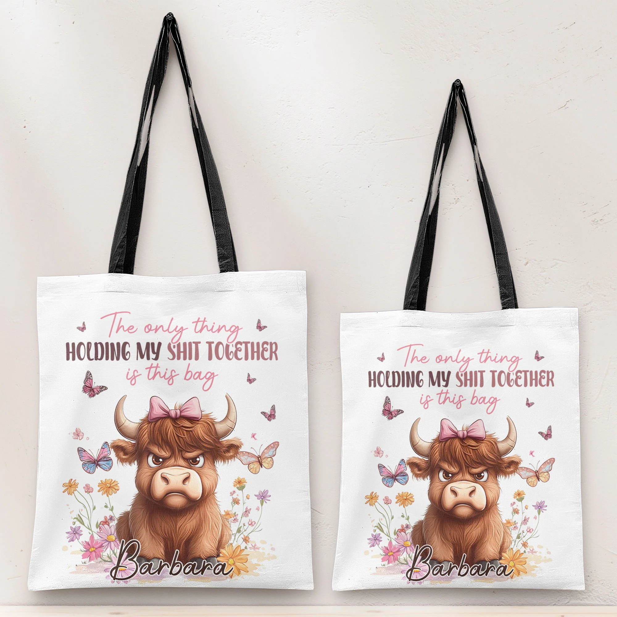 The Only Thing Holding My Shit Together Is This Bag Highland Cow - Personalized Tote Bag - Image 2