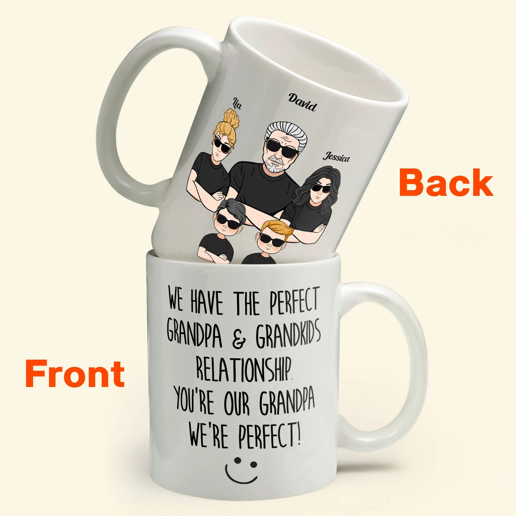 The Perfect Grandpa & Grandkid Relationship - Personalized Mug - Father's Day, Birthday Gift For Grandfather, Grandpa - From Grandkids, Grandchildren - Image 5