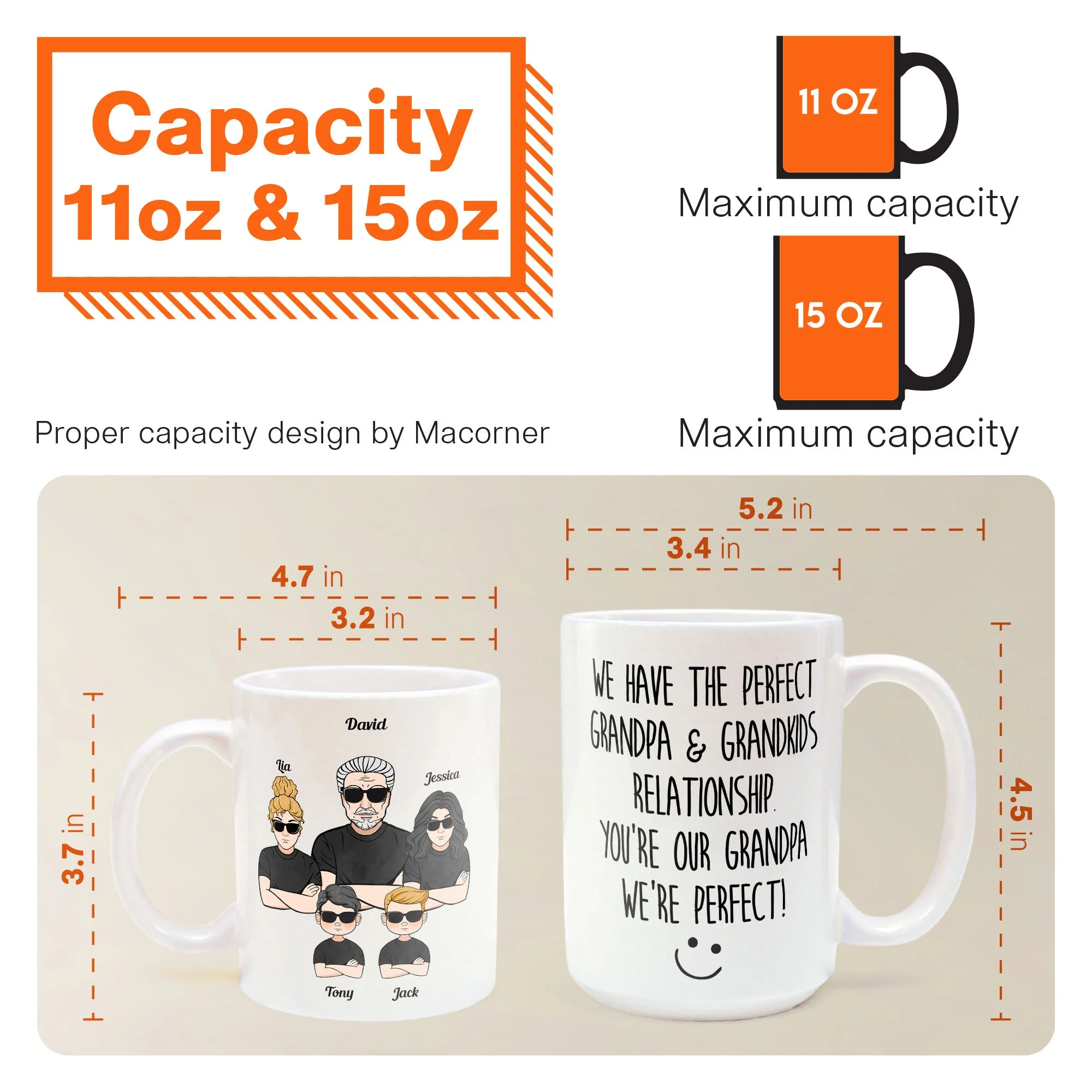 The Perfect Grandpa & Grandkid Relationship - Personalized Mug - Father's Day, Birthday Gift For Grandfather, Grandpa - From Grandkids, Grandchildren - Image 6