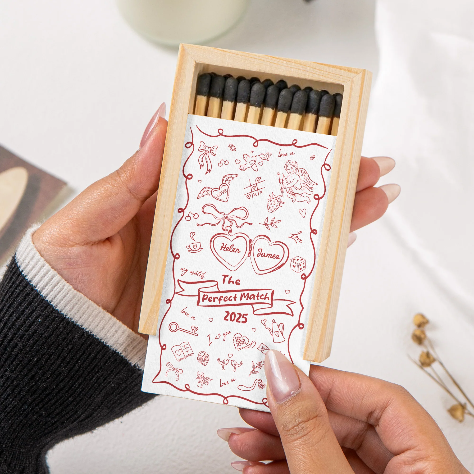 The Perfect Match - Couple Gifts - Personalized Wooden Matchbox - Image 2