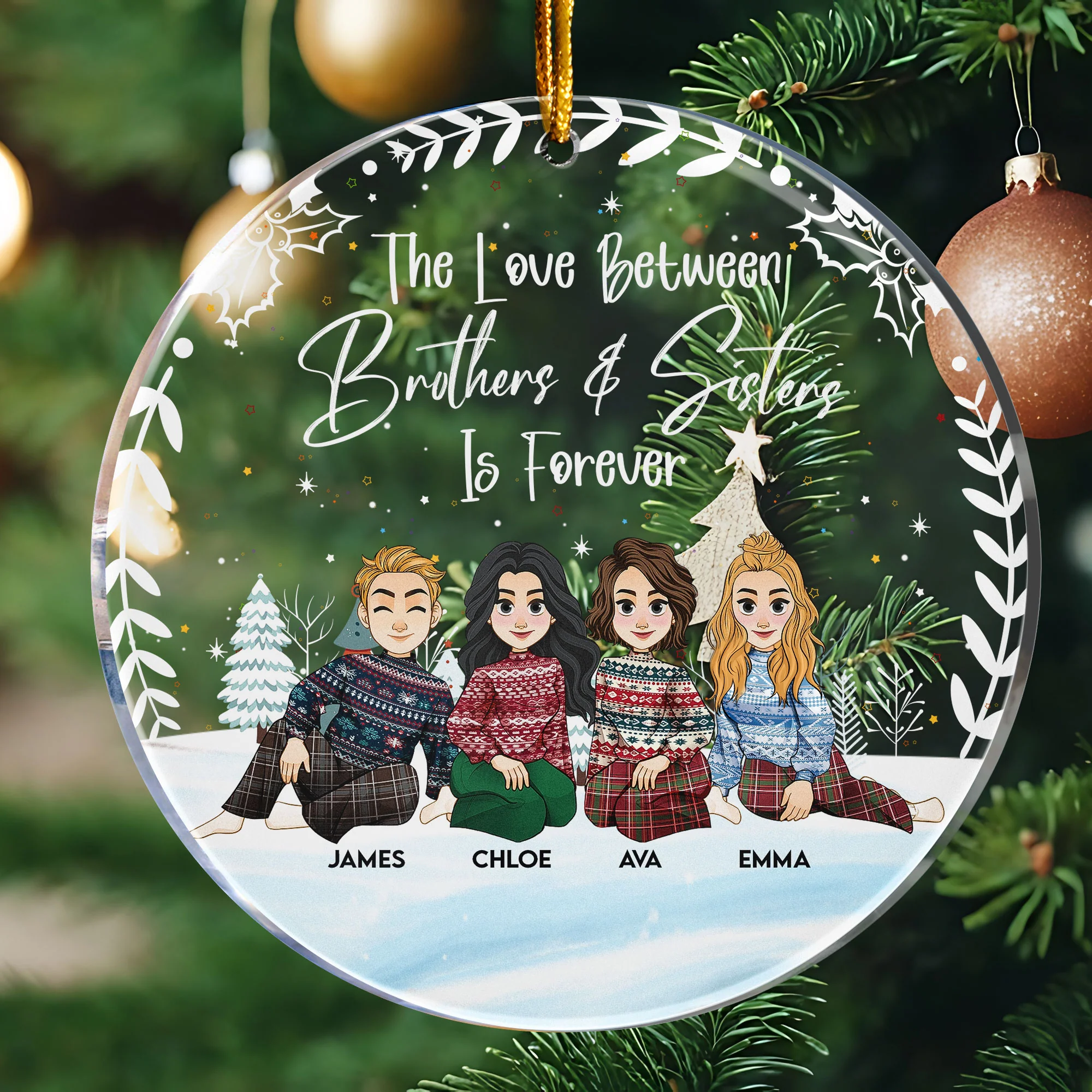 The Siblings Love Is Forever - Personalized Acrylic Ornament - Image 3
