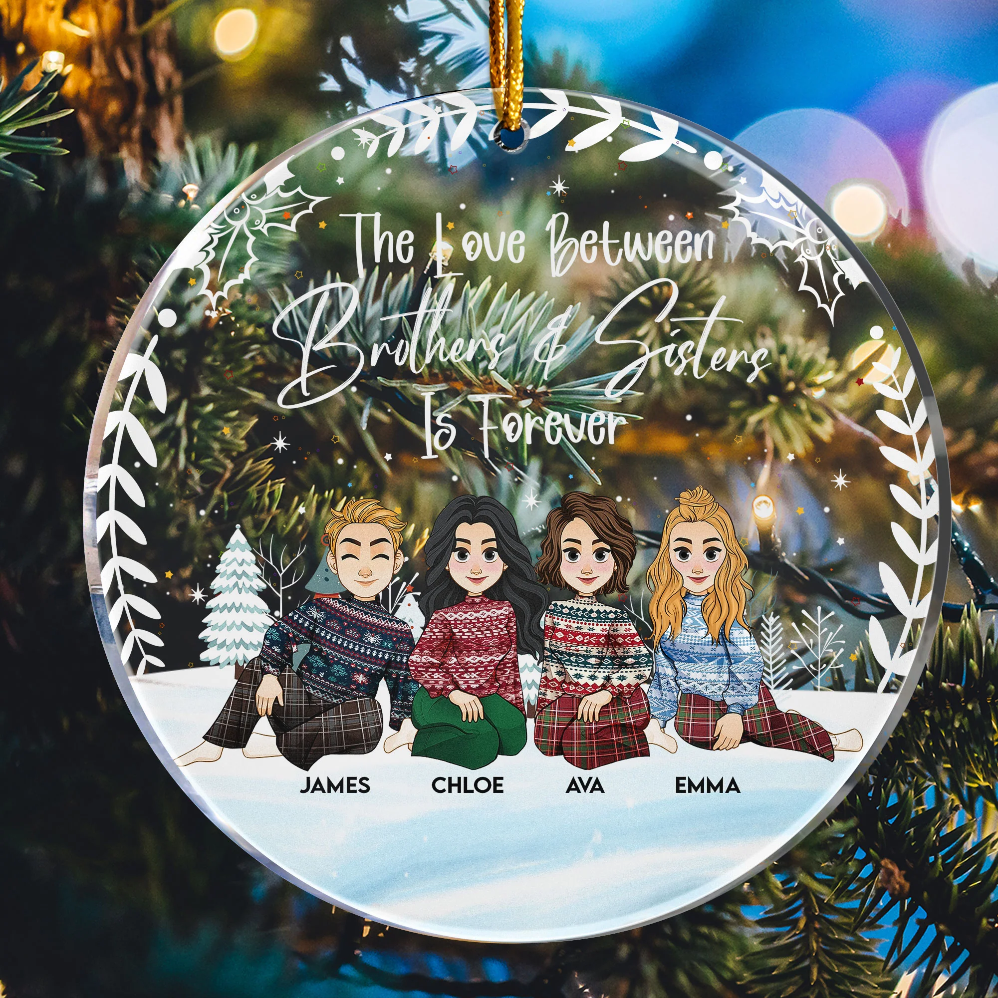 The Siblings Love Is Forever - Personalized Acrylic Ornament - Image 5