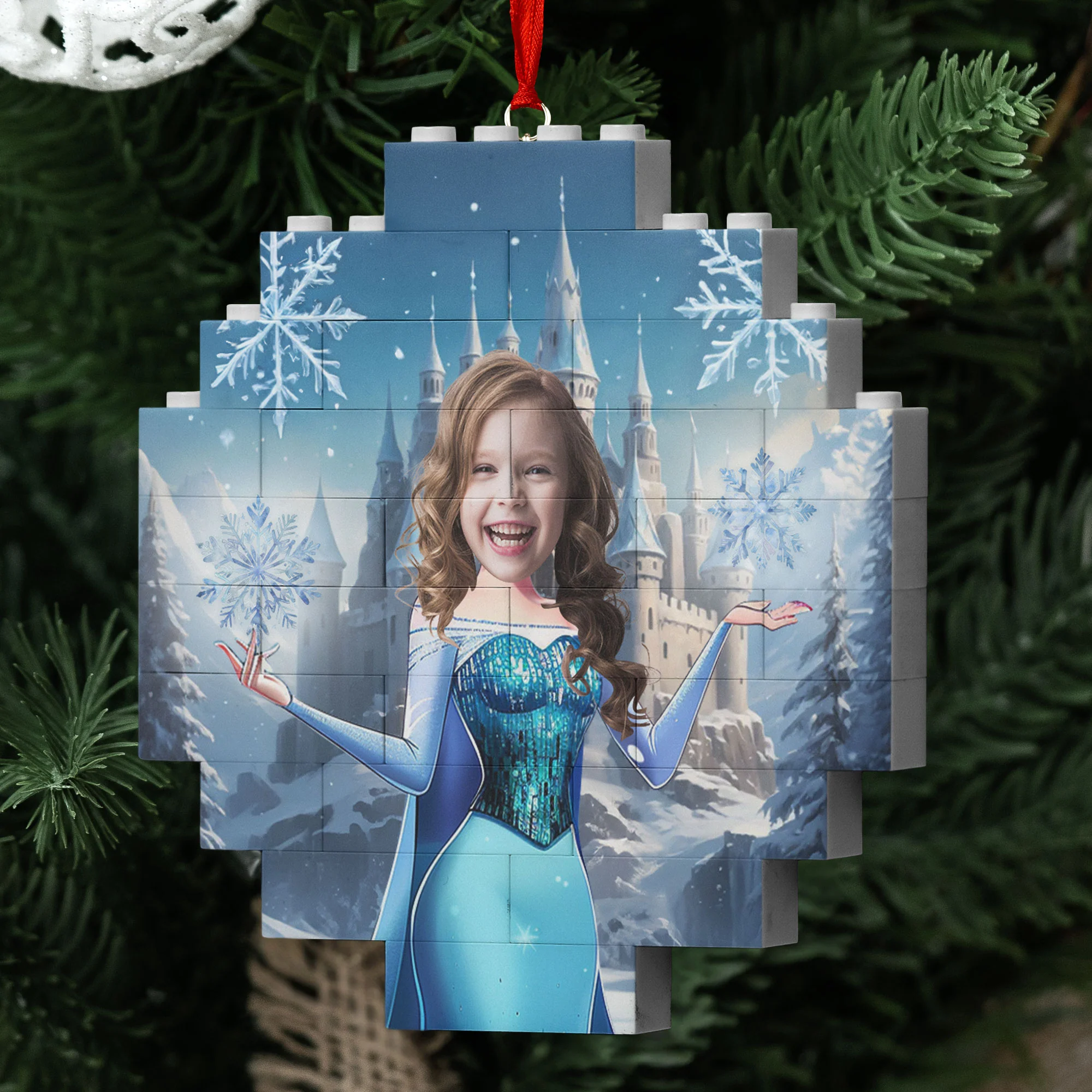 The Snow Princess - Christmas Gifts For Little Girls, Daughter - Custom Buildable Christmas Photo Ornament - Image 2