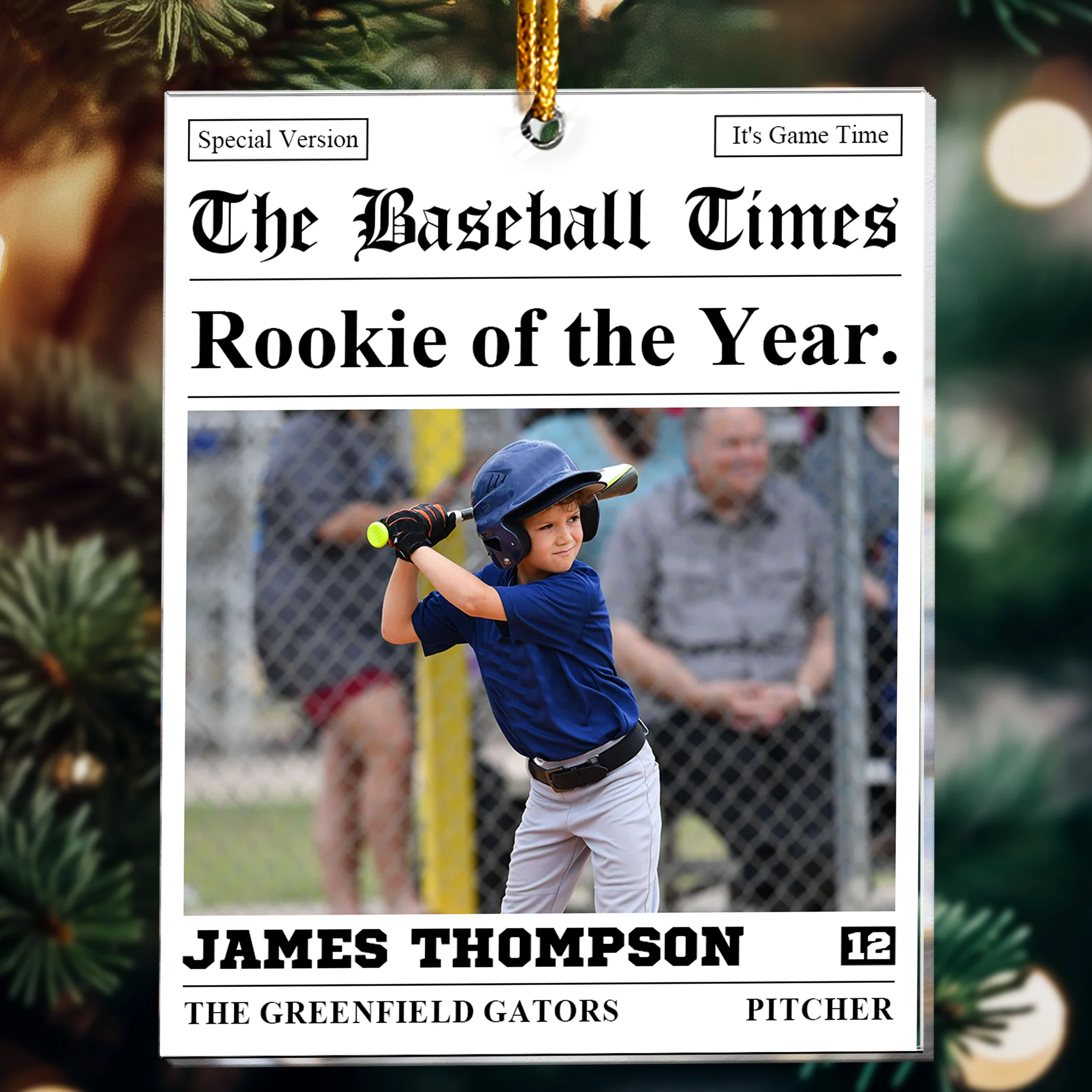 The Sport Times Baseball, Basketball, American Football Gifts-Custom All Sport-Personalized Acrylic Photo Ornament - Image 2