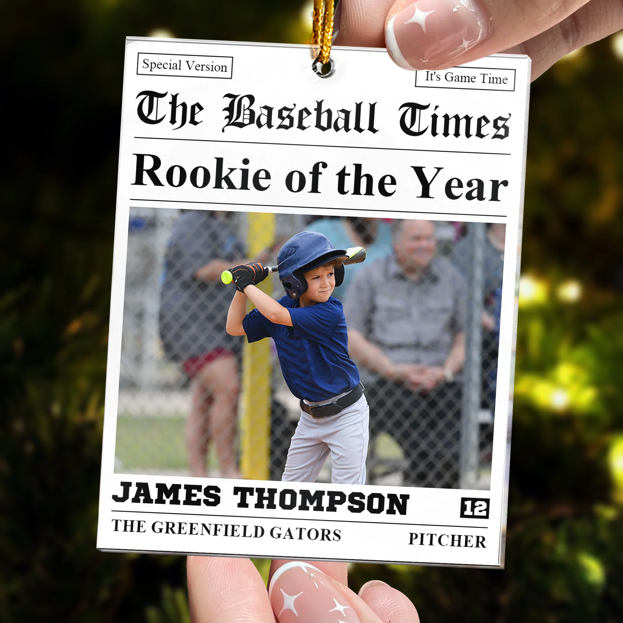 The Sport Times Baseball, Basketball, American Football Gifts-Custom All Sport-Personalized Acrylic Photo Ornament - Image 4