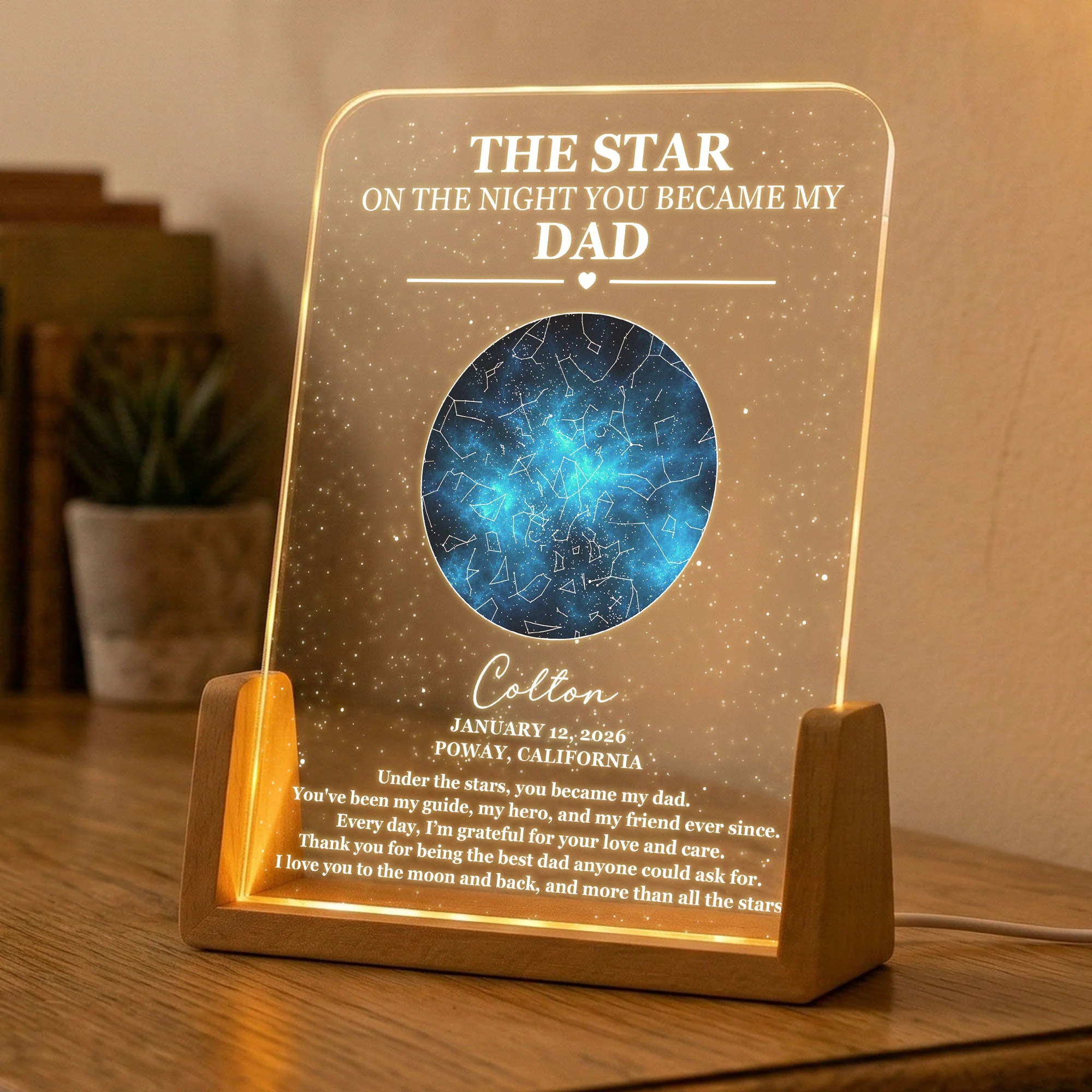 The Star On The Night You Became Our Dad - Custom Star Map - Personalized Night Light - Image 4