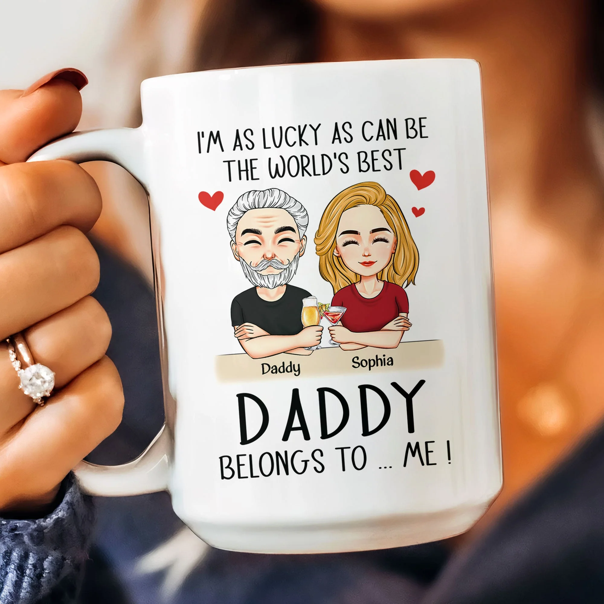 The World's Best Daddy Belongs To Me - Personalized Mug - Image 4
