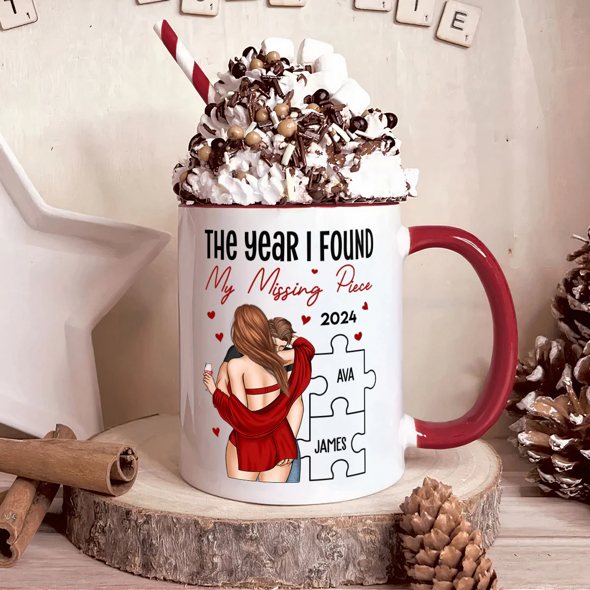 The Year I Found My Missing Piece - Personalized Accent Mug - Image 3