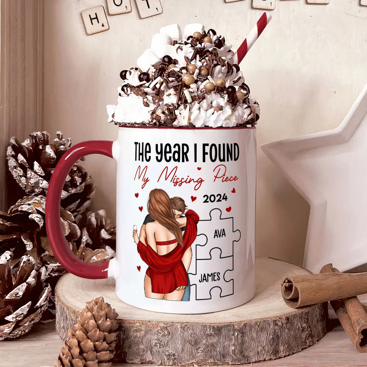 The Year I Found My Missing Piece - Personalized Accent Mug - Image 4