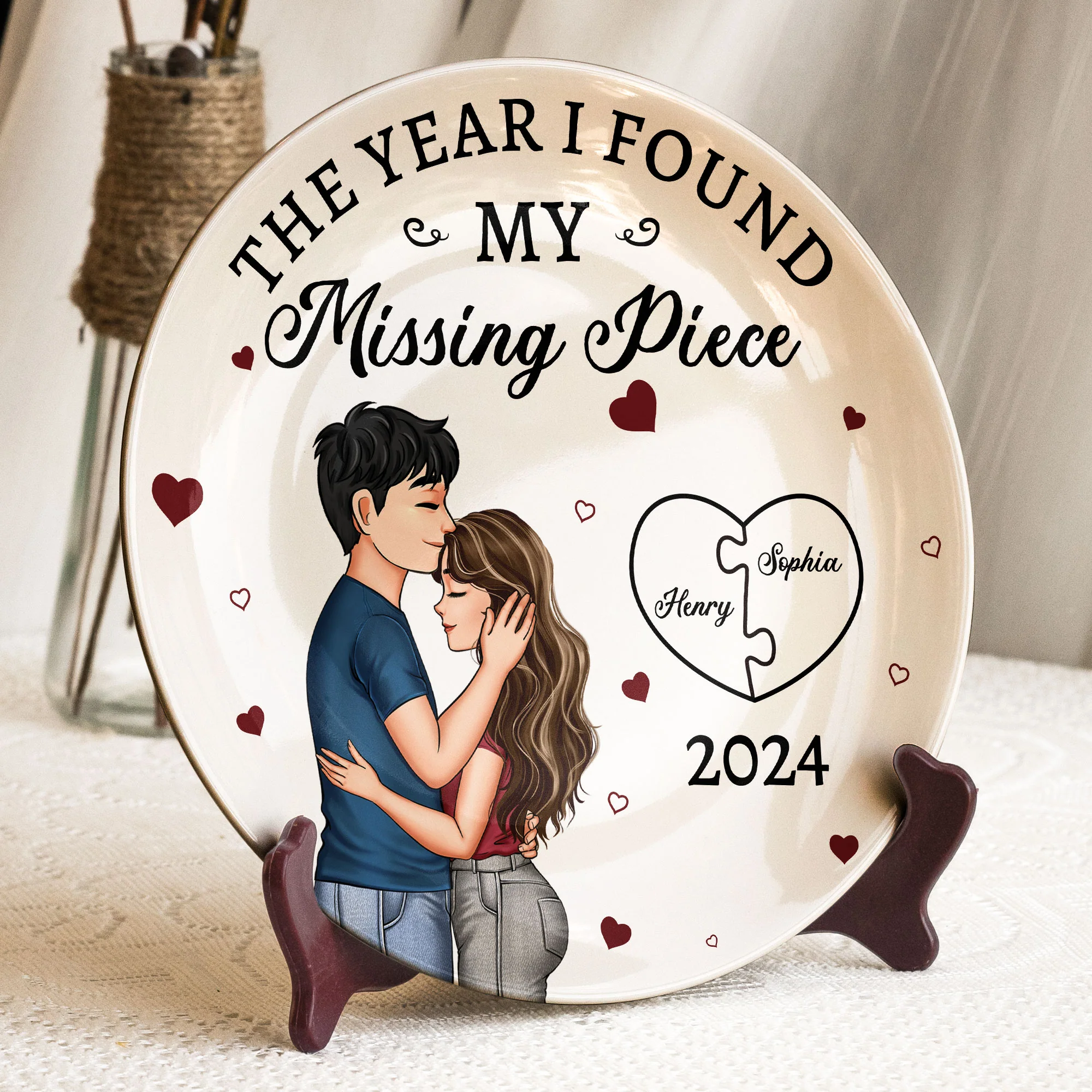 The Year I Found My Missing Piece - Personalized Ceramic Plate - Image 2