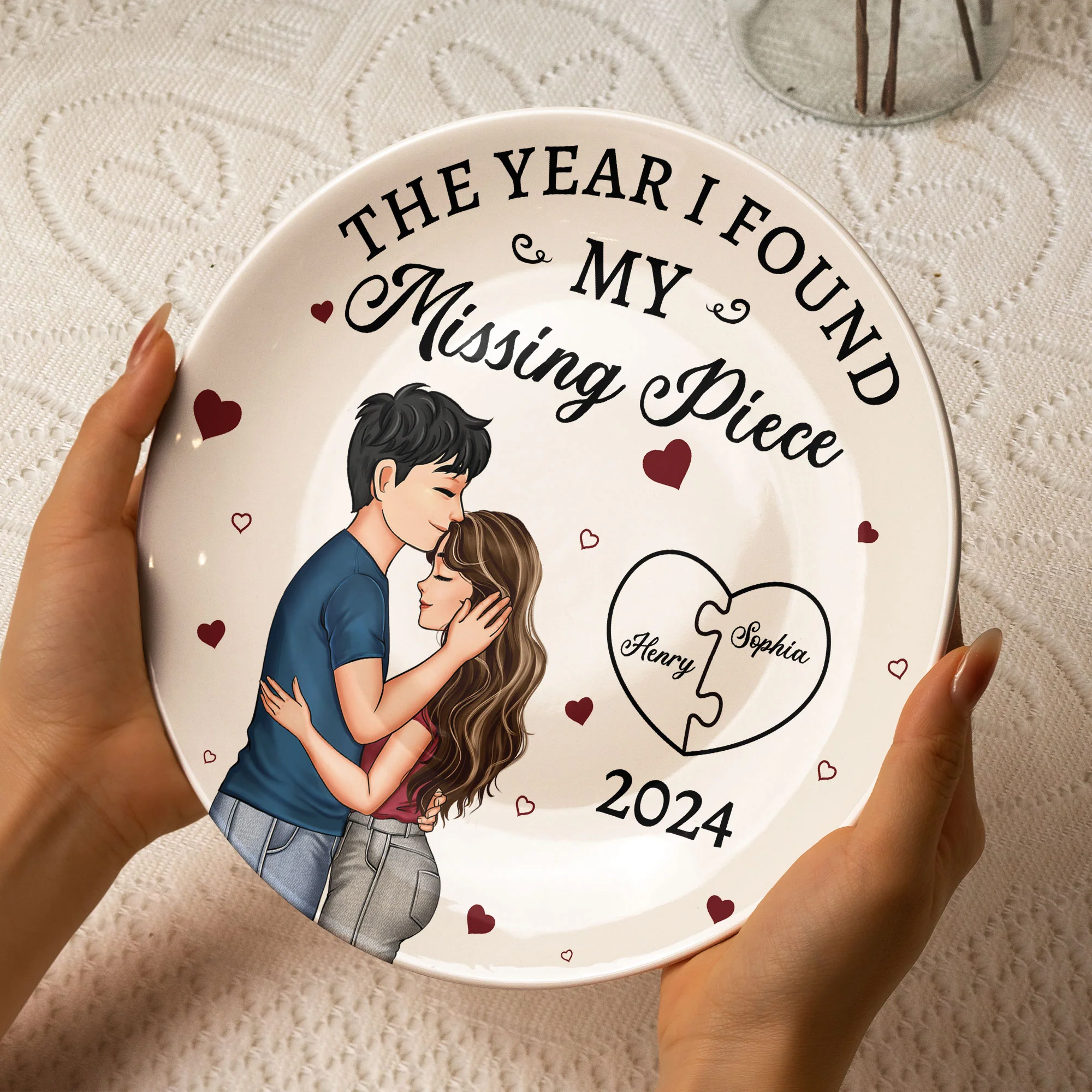 The Year I Found My Missing Piece - Personalized Ceramic Plate - Image 3