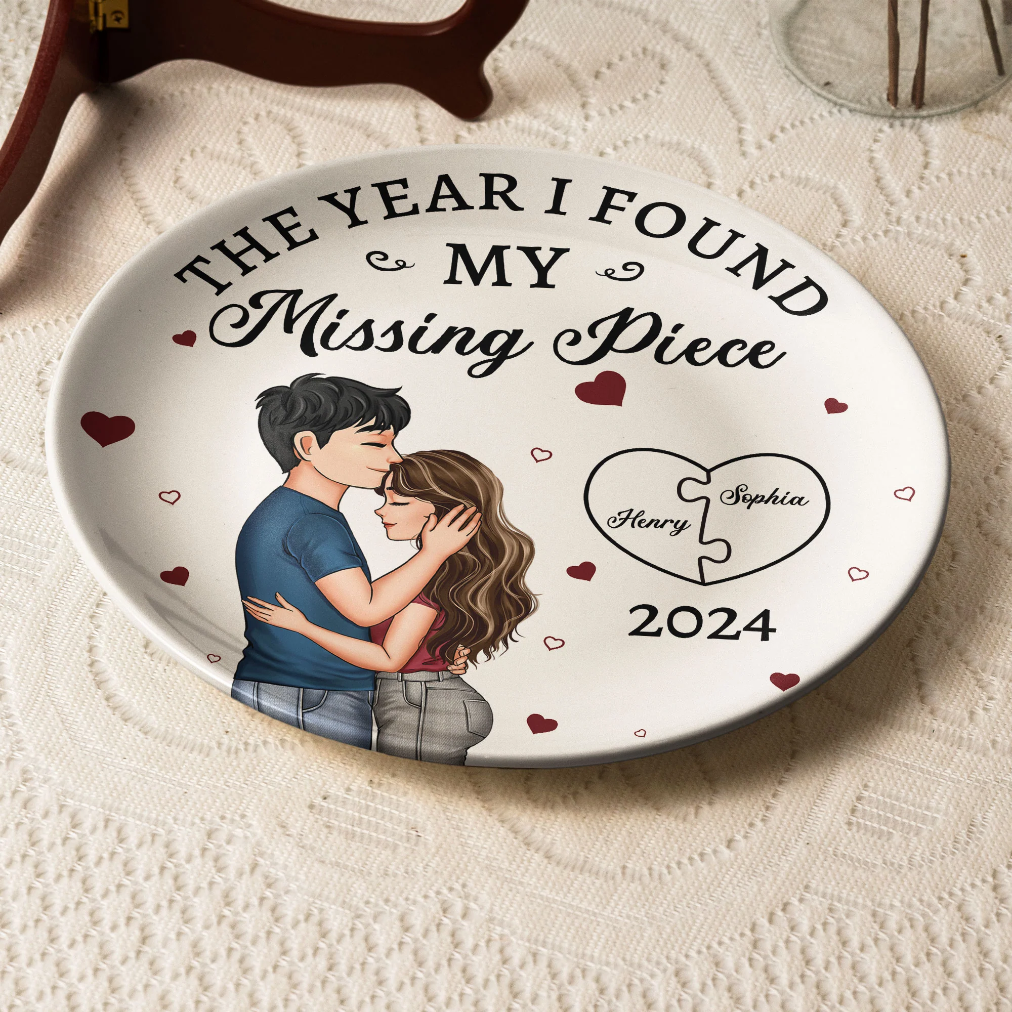 The Year I Found My Missing Piece - Personalized Ceramic Plate - Image 4
