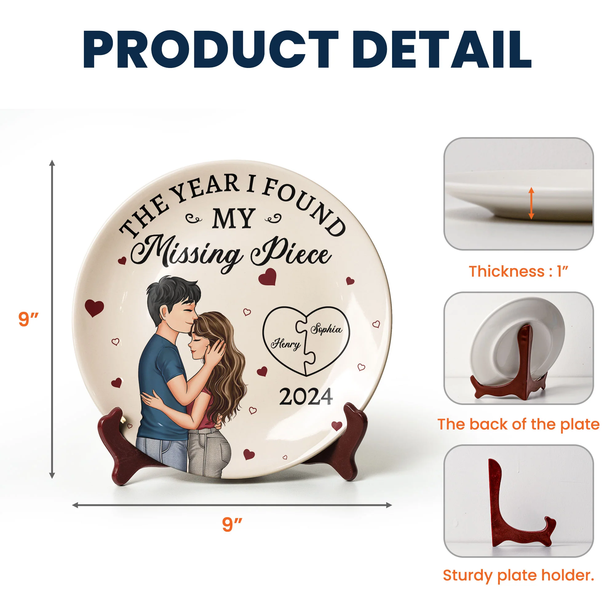 The Year I Found My Missing Piece - Personalized Ceramic Plate - Image 5