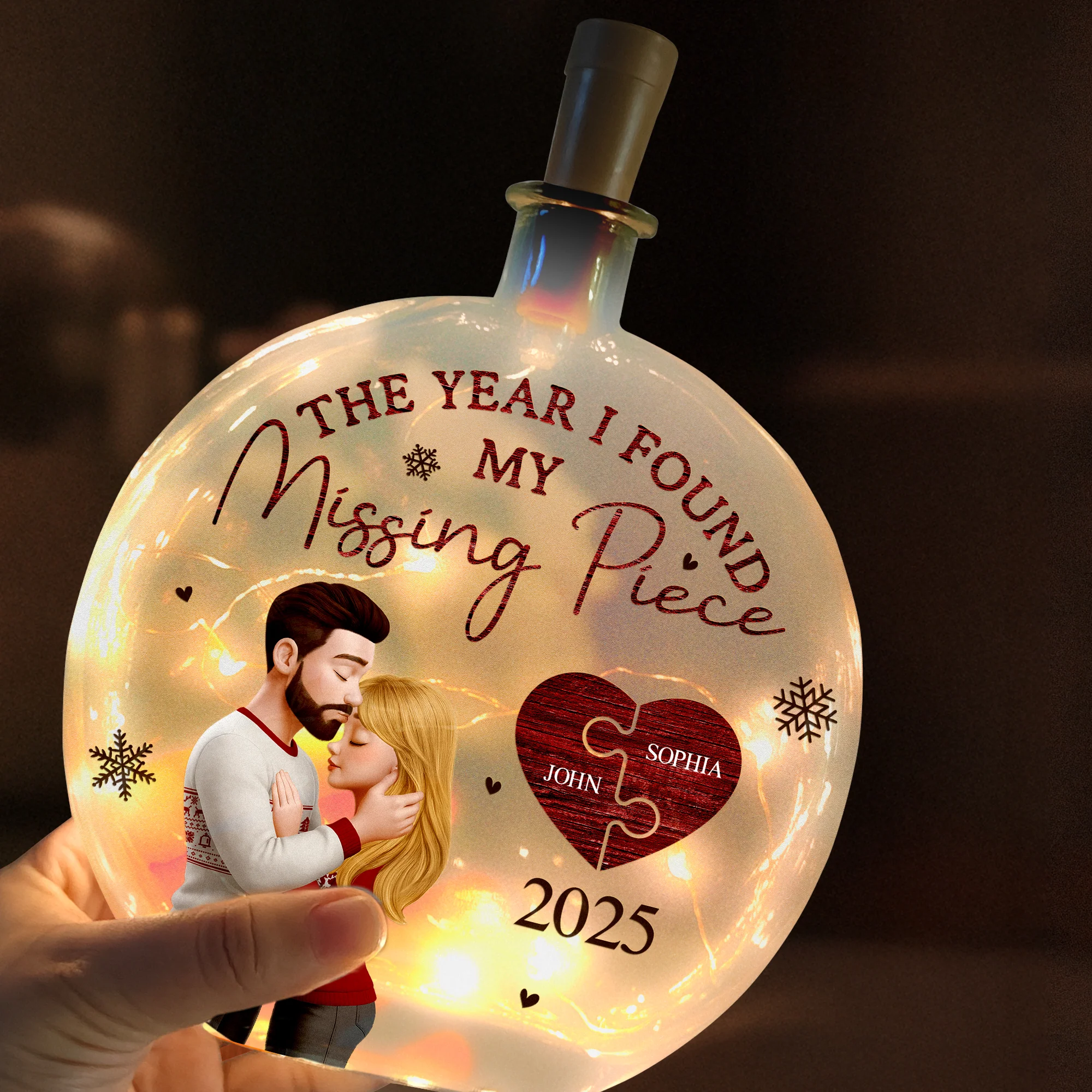 The Year I Found My Missing Piece - Personalized Round Flat Bottle Light - Image 4