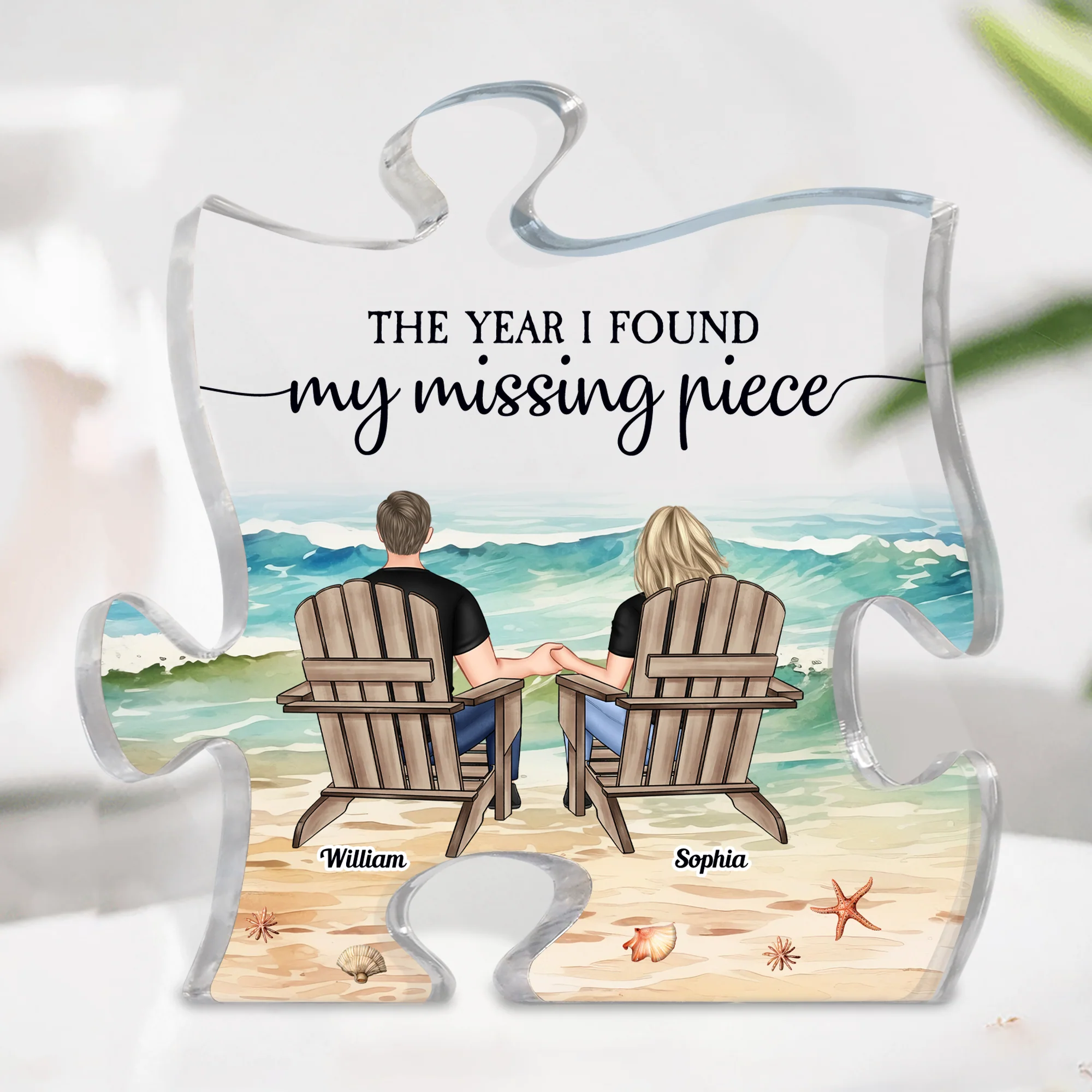 The Year I Found My Missing Piece Puzzle-Shaped - Personalized Acrylic Plaque - Image 3