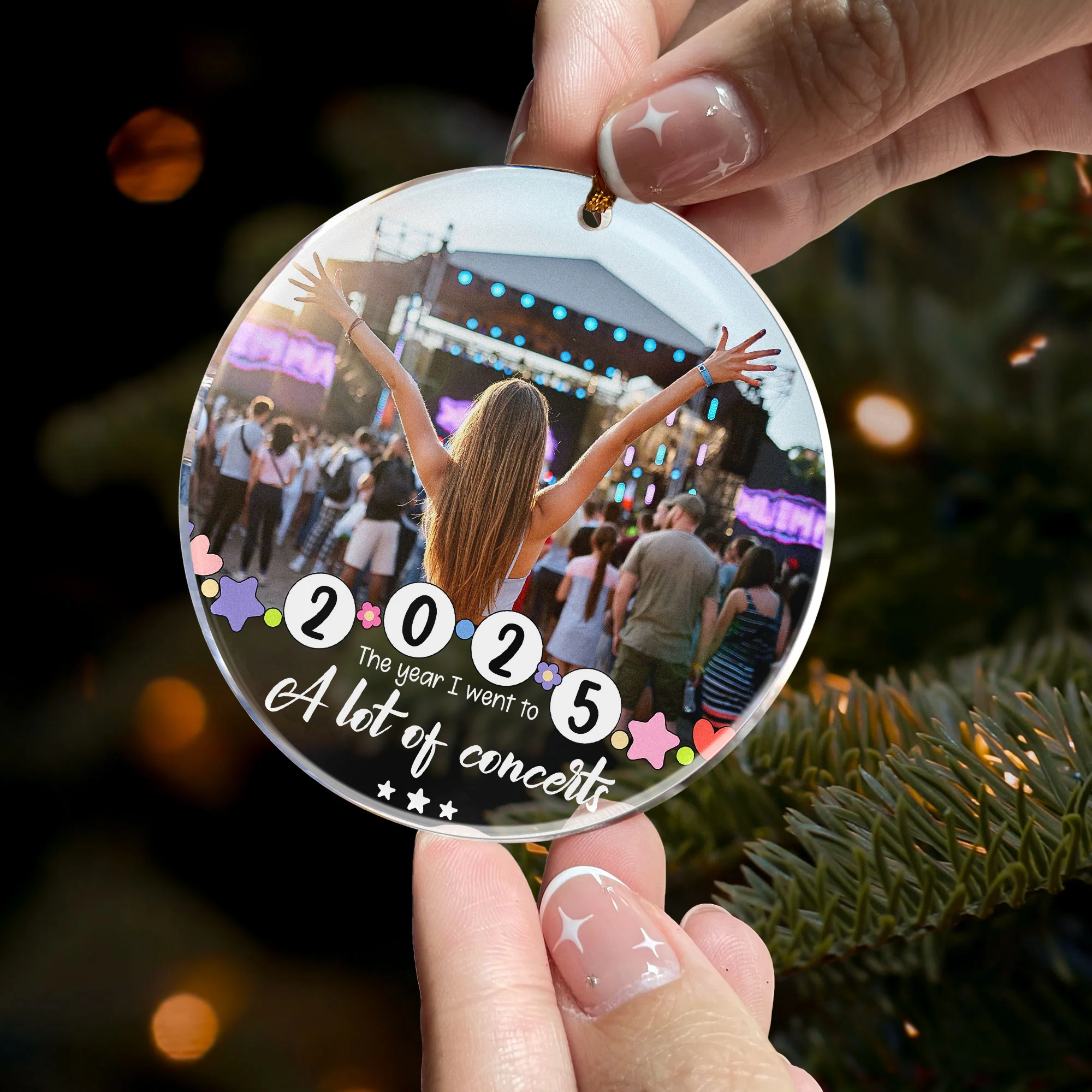 The Year I Went To A Lot Of Concerts - Personalized Acrylic Photo Ornament - Image 2