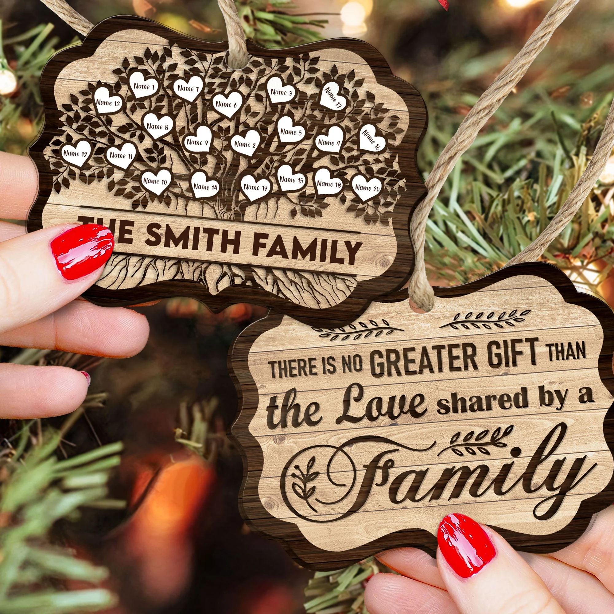 There Is No Greater Gift Than The Love Shared By A Family - Personalized Two-Sided Wooden Ornament - Christmas Gift For Fathers, Mothers, Daughters & Sons - Image 4