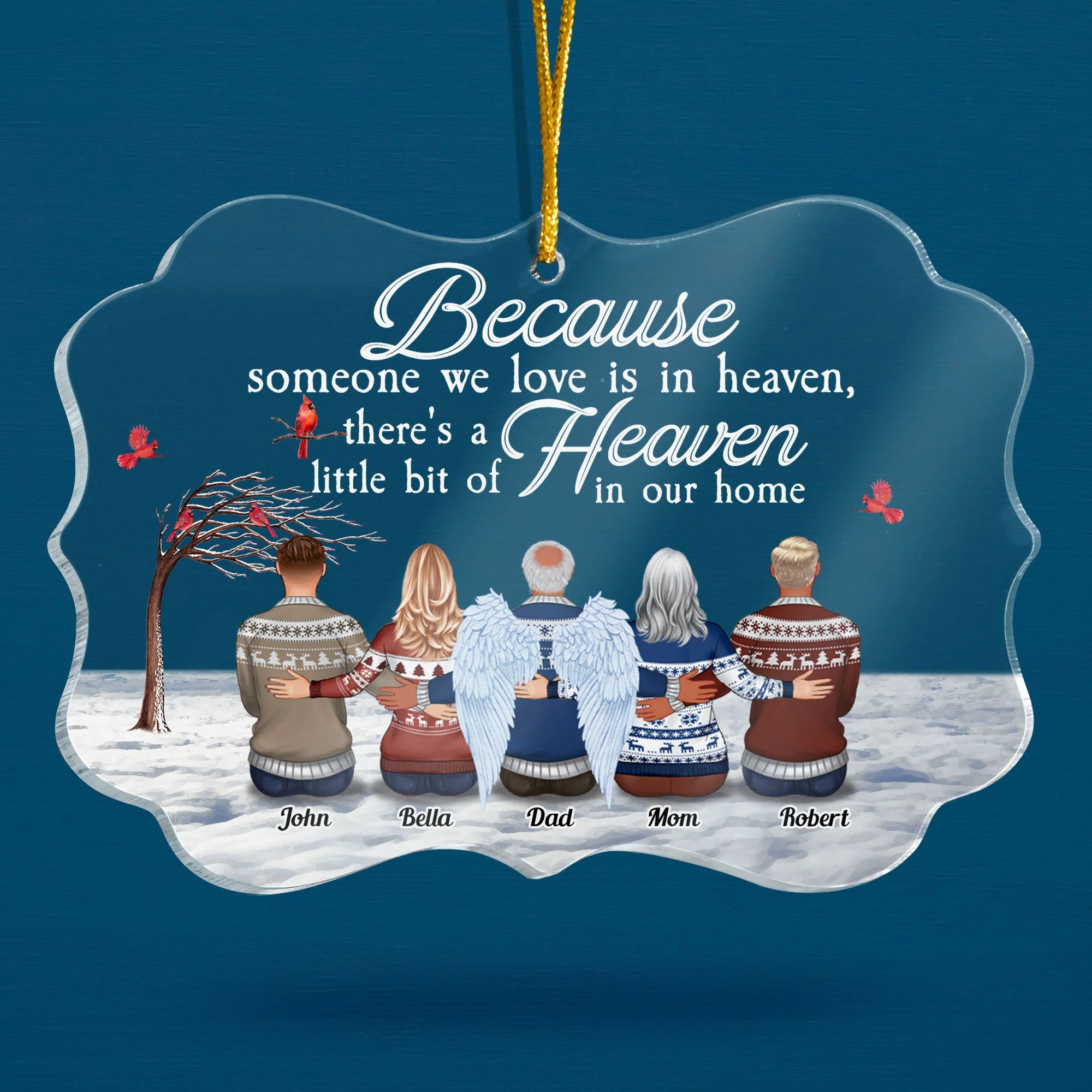 There's A Little Bit Of Heaven In Our Home - Personalized Acrylic Ornament - Memorial Gift For Family, Remembrance, Grief Gift, Sympathy Gift - Image 2