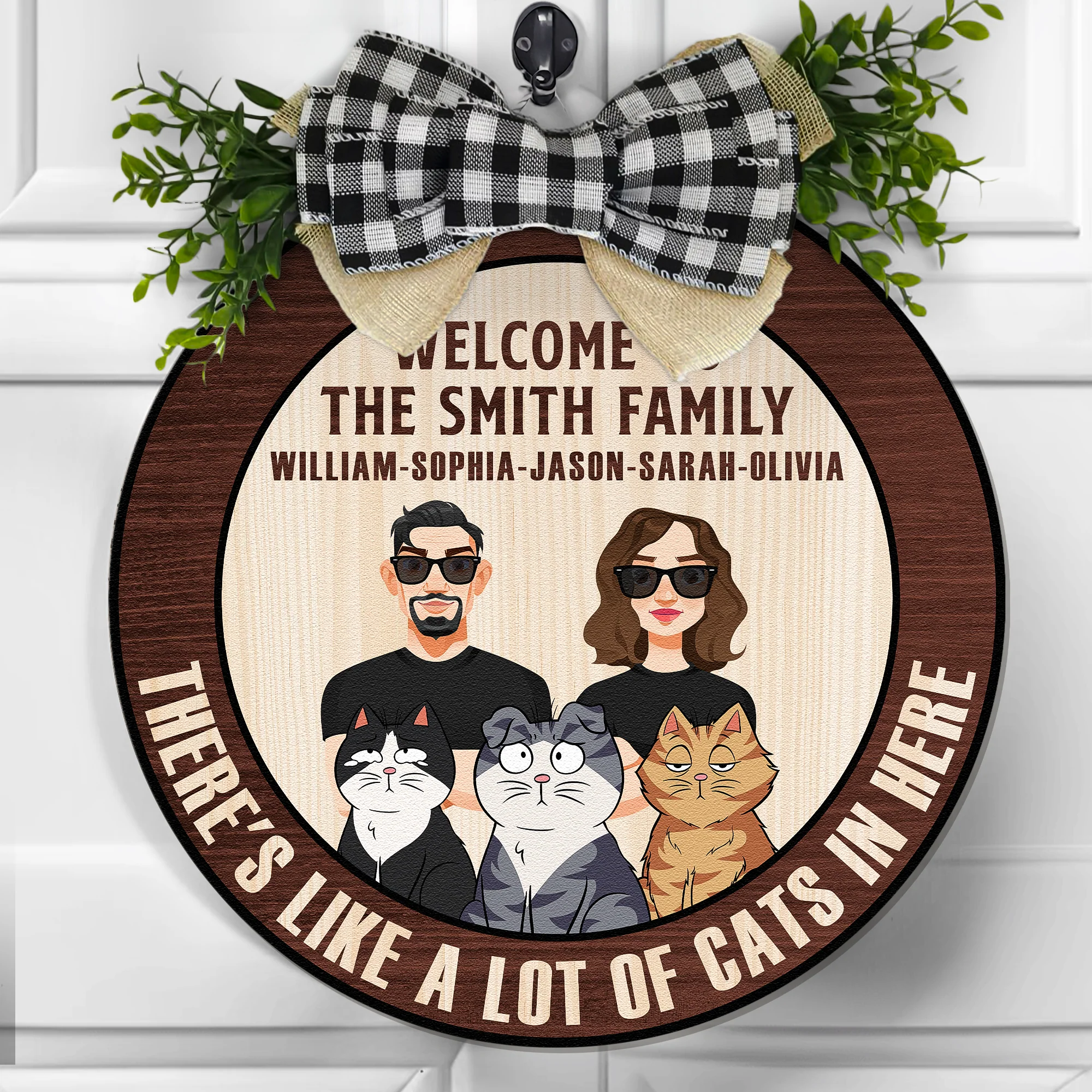 There's Like A Lot Of Cats In Here - Personalized Wood Wreath - Image 2