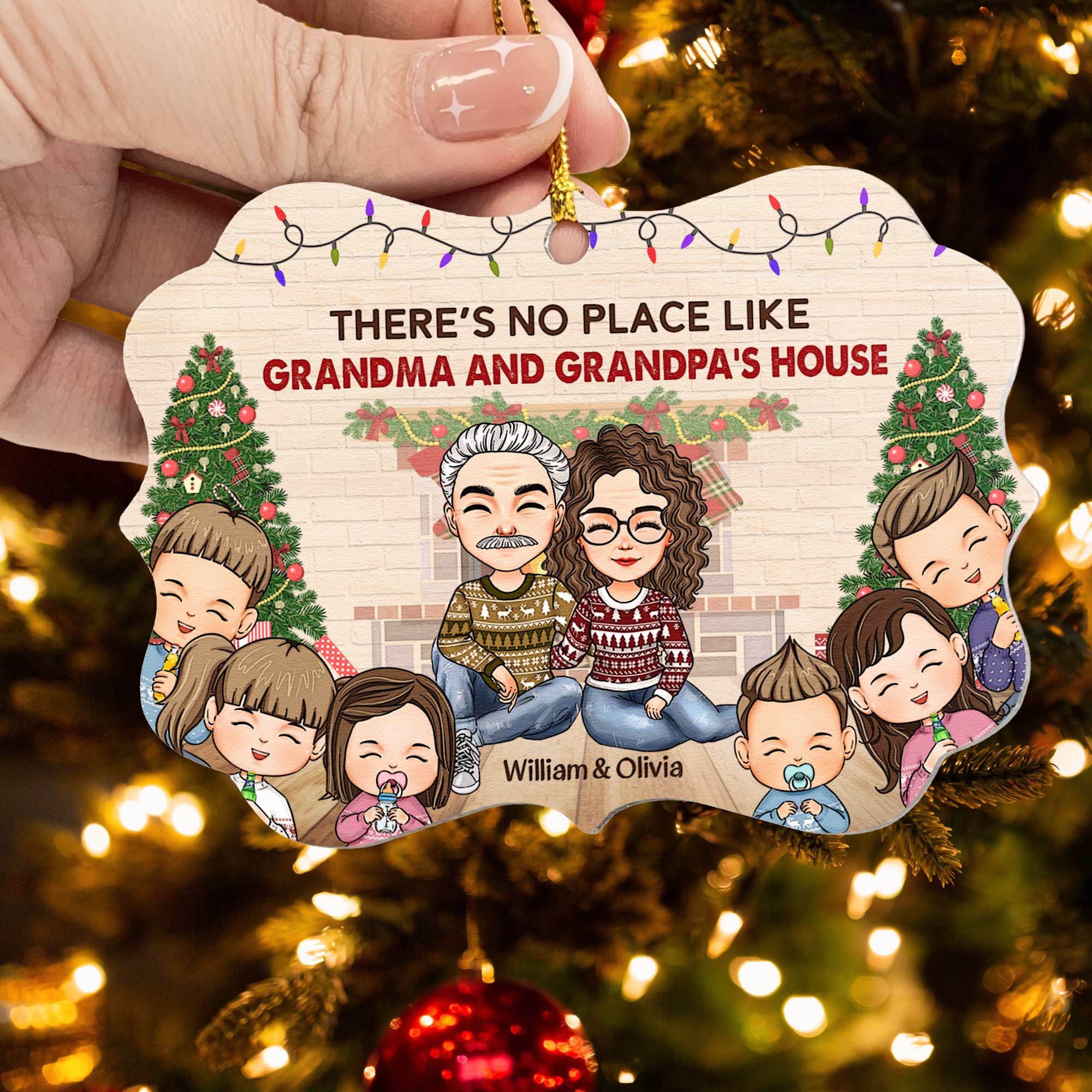 There's No Place Like Grandma And Grandpa's House - Personalized Aluminum Ornament - Image 3