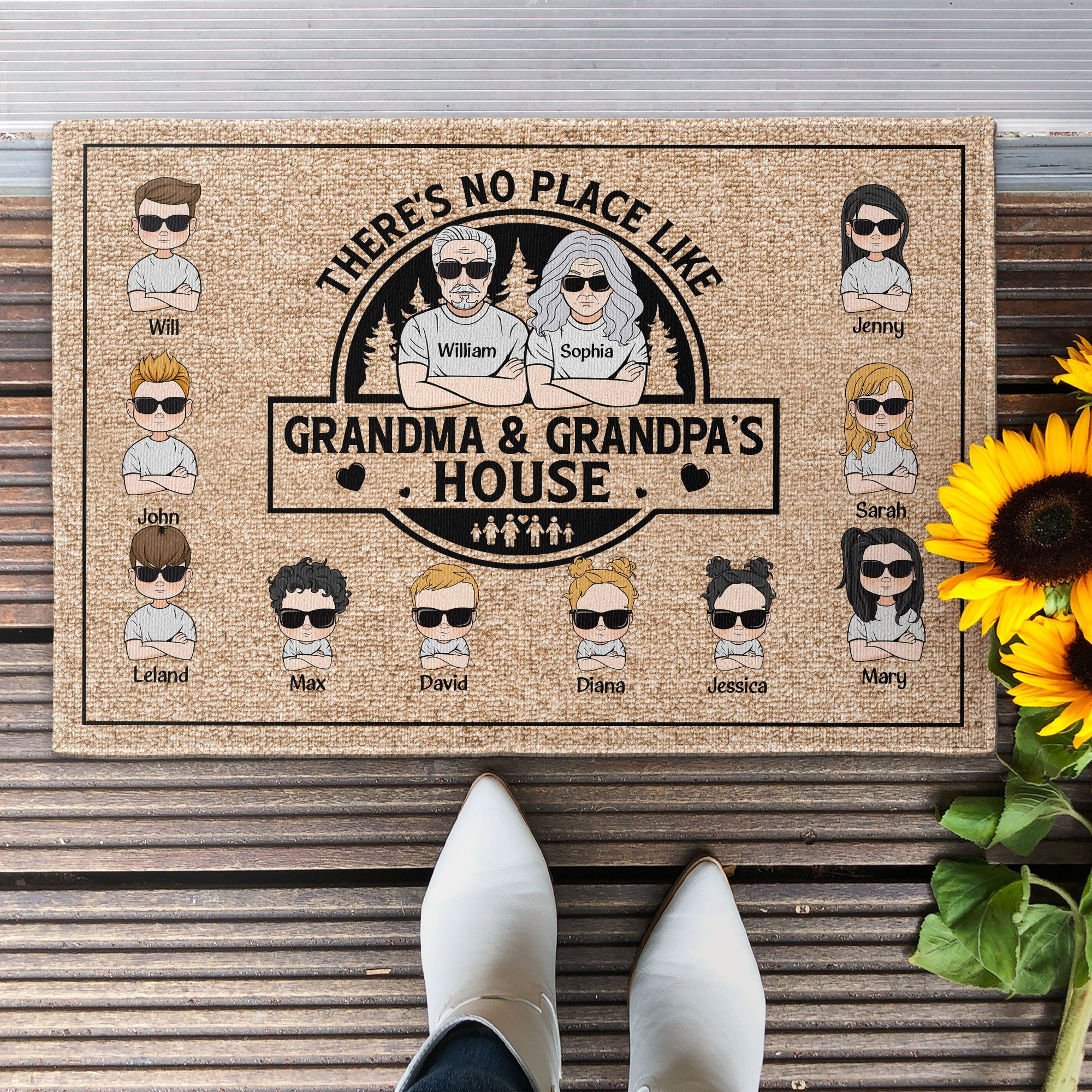 There's No Place Like Grandma Grandpa's House - Personalized Doormat - Home Decor Gift For Grandma, Grandma - Gift For Parents - Image 2
