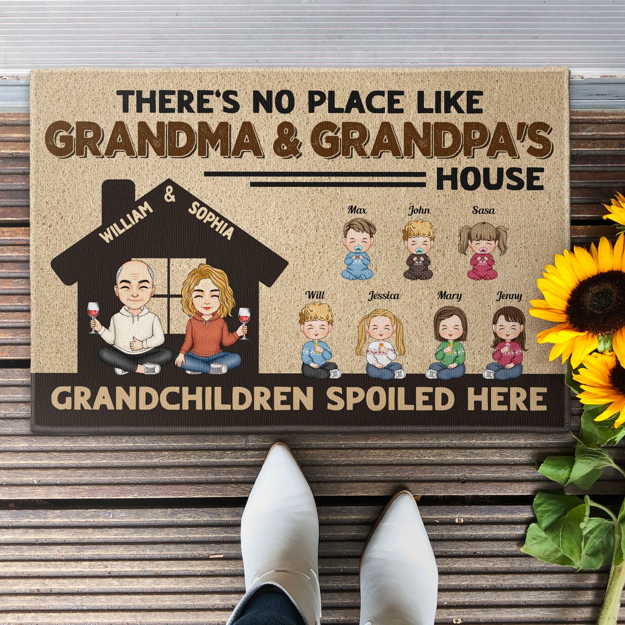 There's No Place Like Grandma & Grandpa's House - Personalized Doormat - Home Decor Gift For Grandparents, Nana, Papa - Image 2