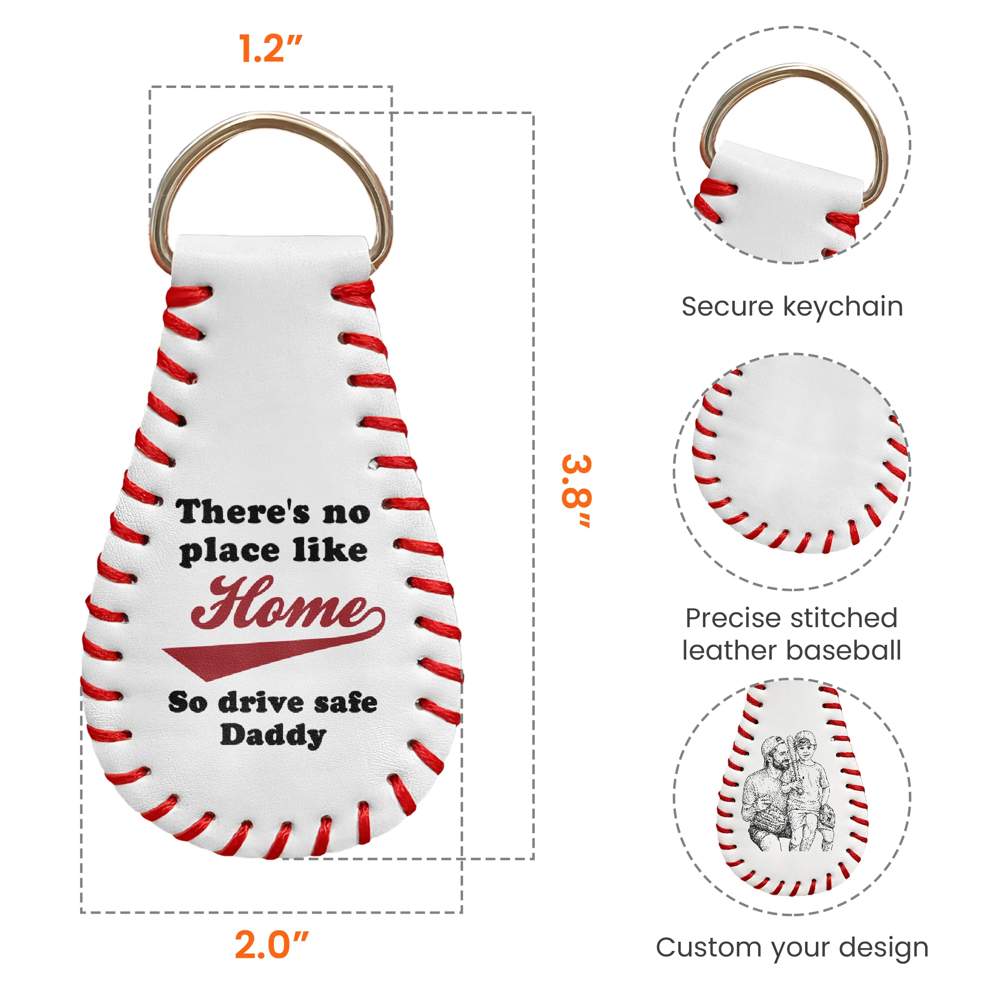 There's No Place Like Home Father's Day Gift For Dad, Husband - Personalized Keychain - Image 6