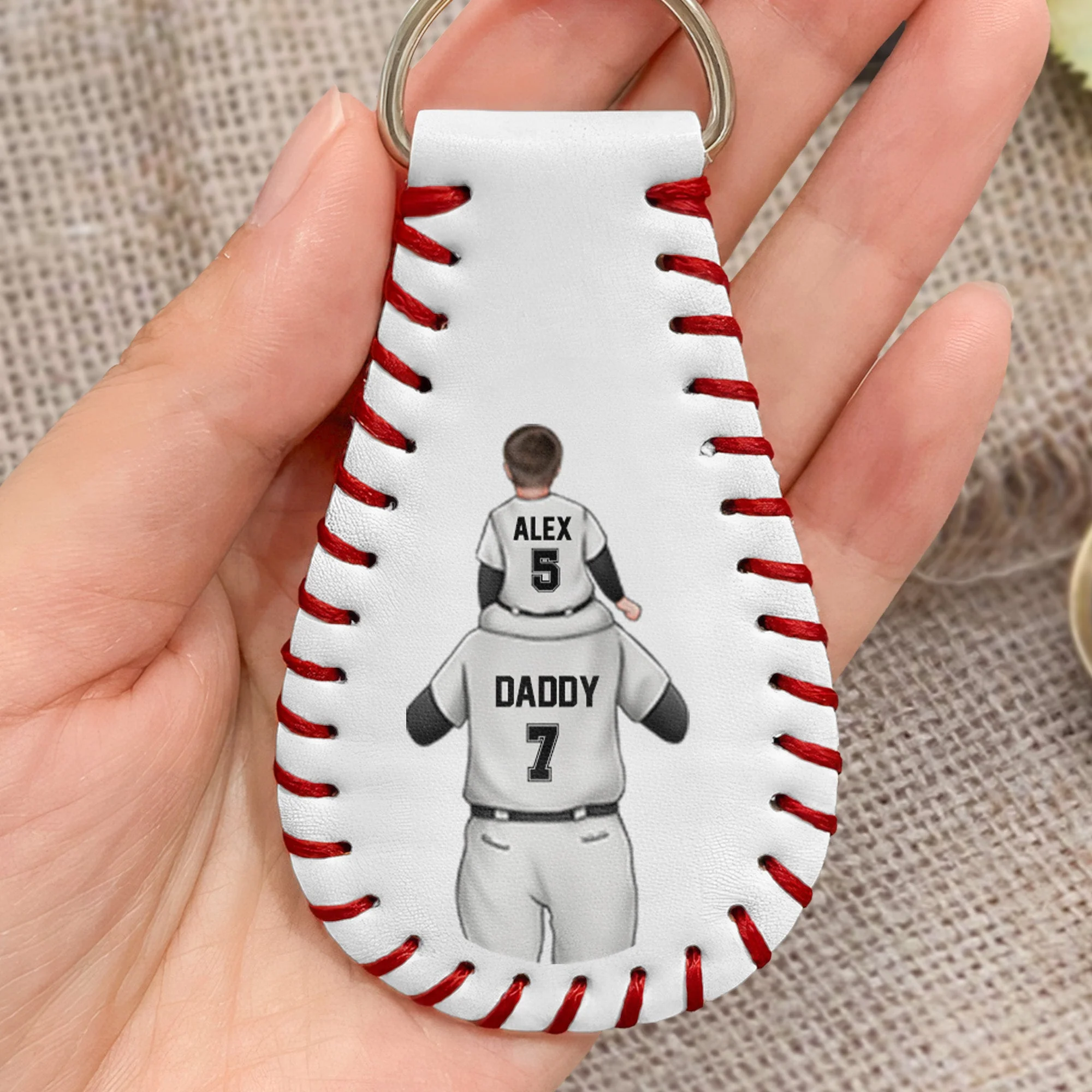 There's No Place Like Home - Personalized Leather Baseball Keychain - Image 2