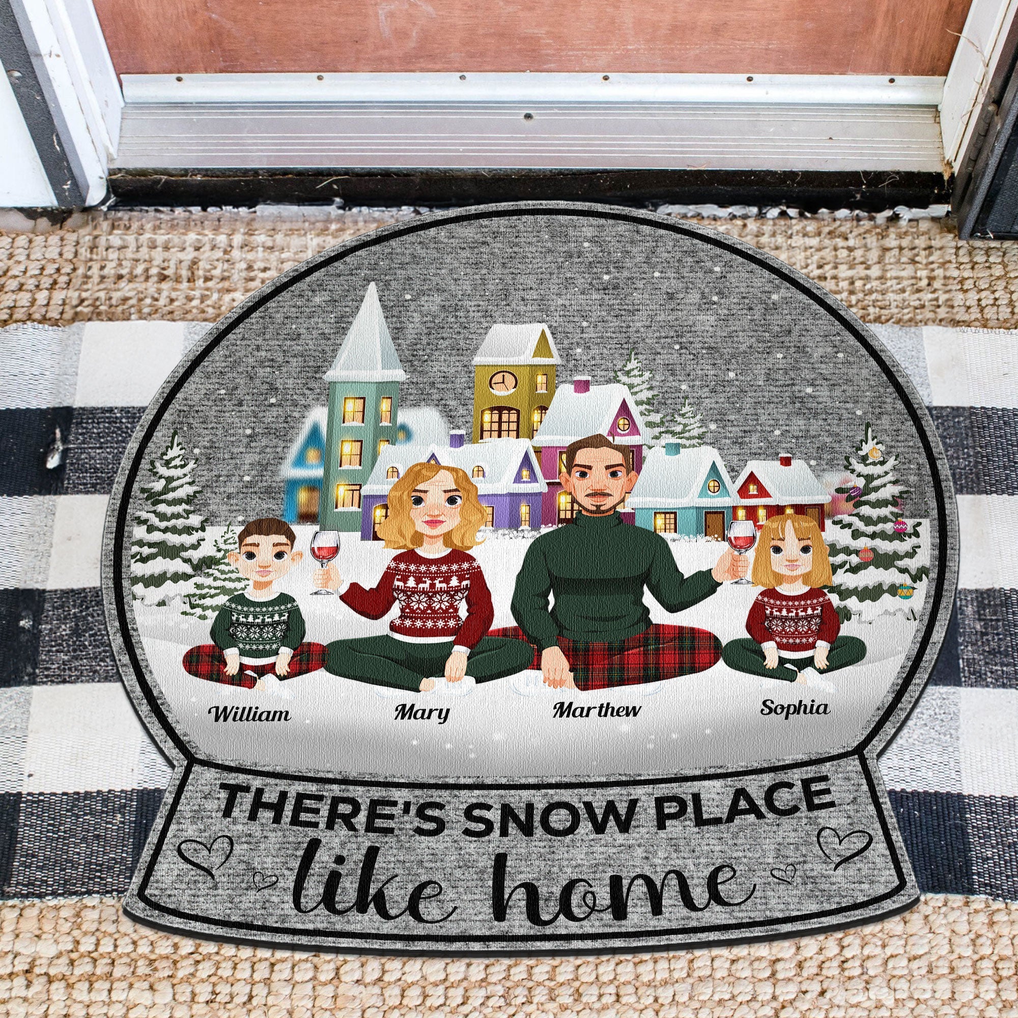 There's Snow Place Like Home - Personalized Custom Shaped Doormat - Image 2