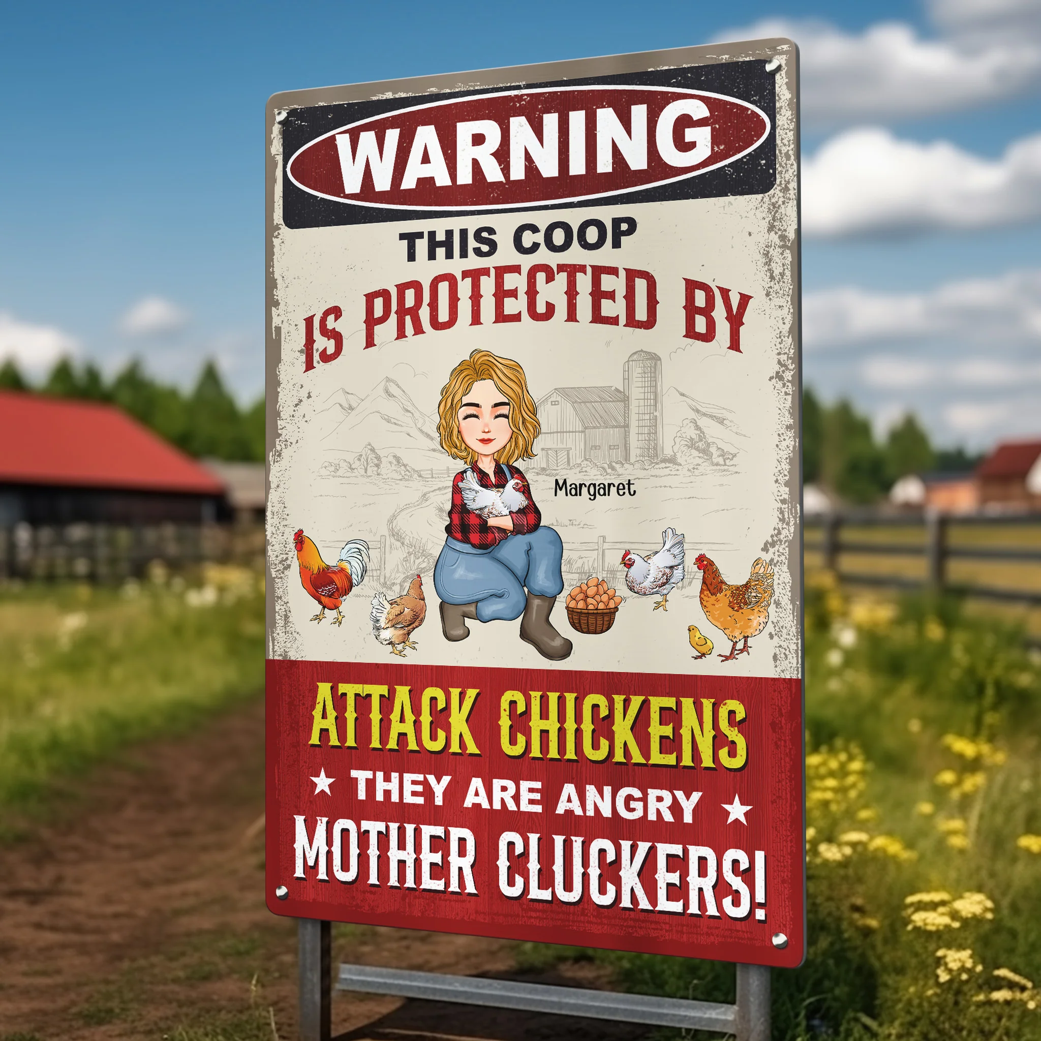 They Are Angry Mother Cluckers - Personalized Metal Sign - Image 2