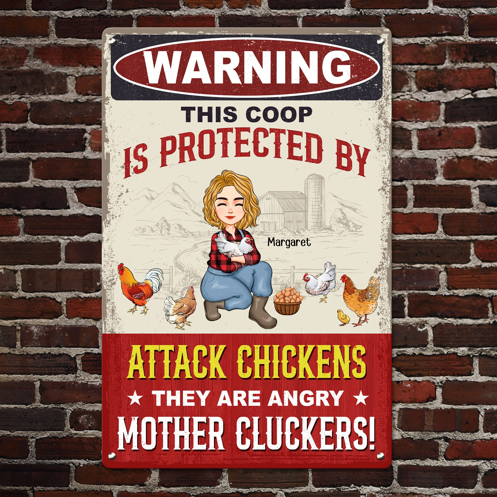 They Are Angry Mother Cluckers - Personalized Metal Sign - Image 4