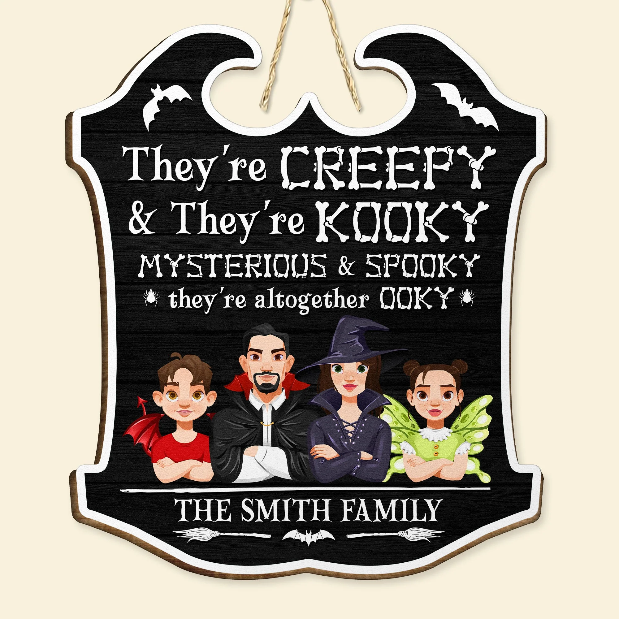They're Spooky And They're Kooky - Personalized Custom Shaped Wood Sign - Image 4