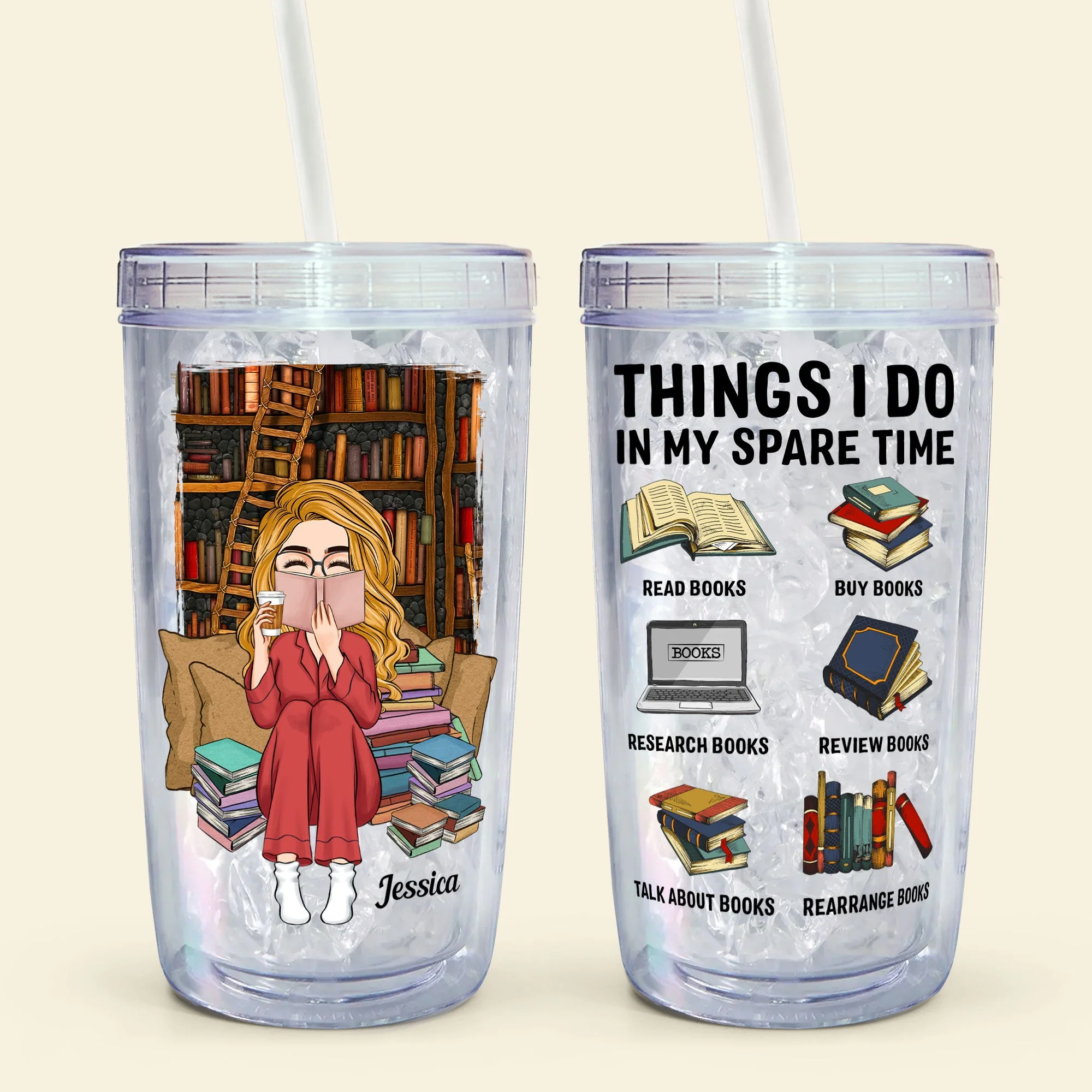 Things I Do In My Spare Time - Personalized Acrylic Tumbler With Straw - Image 3