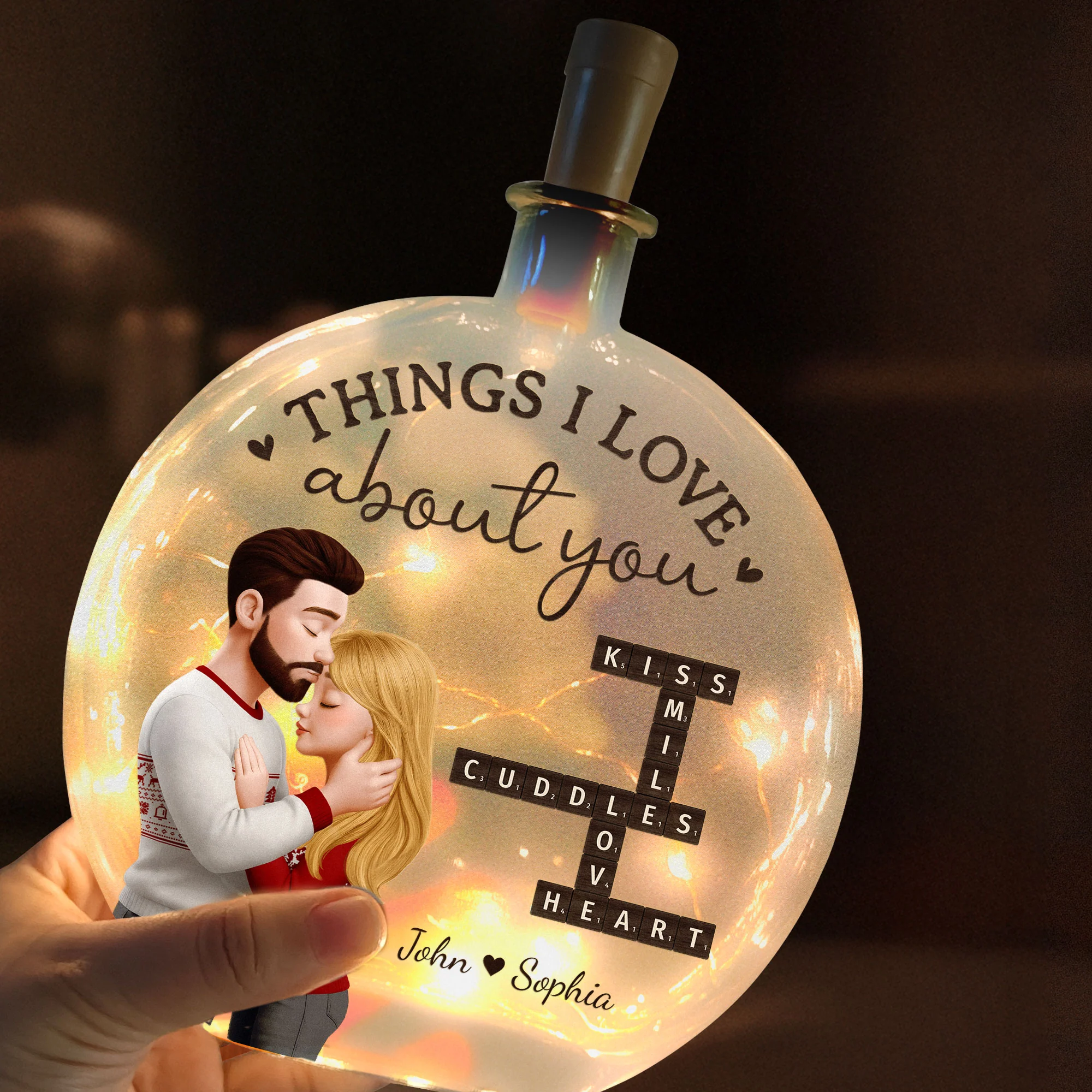 Things I Love About You - Personalized Round Flat Bottle Light - Image 4