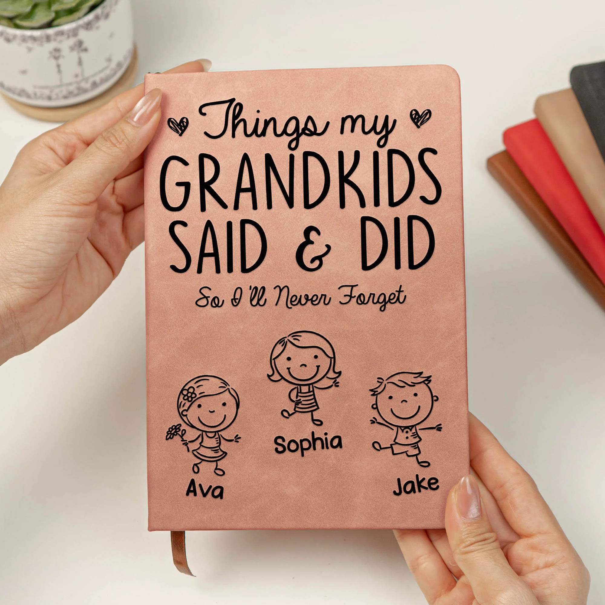 Things My Grandkids Said & Did - Personalized Leather Journal - Image 2