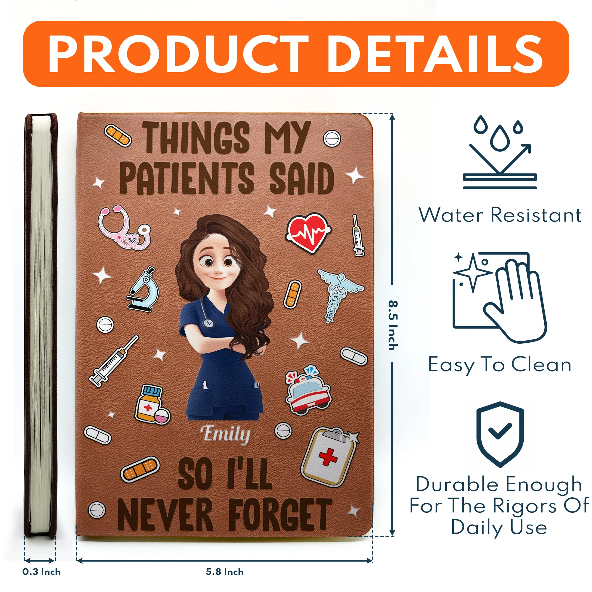 Things My Patients Said - Personalized Leather Journal - Image 5