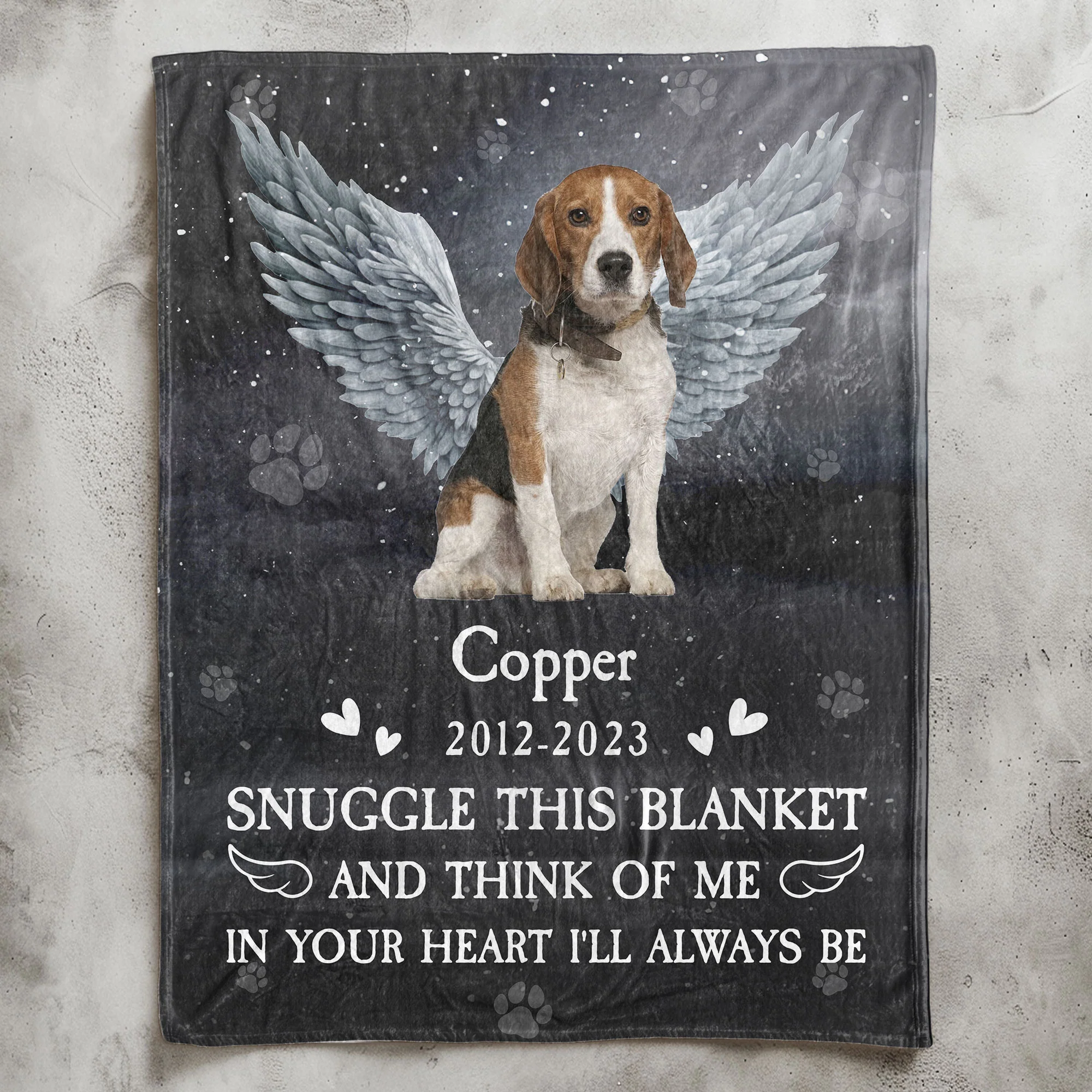Think Of Me In Your Heart I'll Always Be - Personalized Photo Pet Memorial Blanket - Image 6