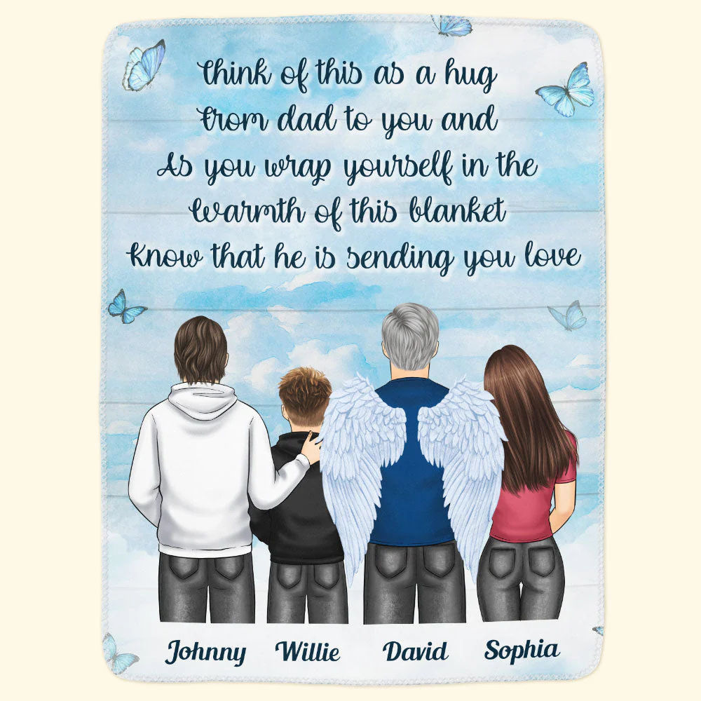 Think Of This As A Hug From Dad To You - Personalized Blanket - Image 3