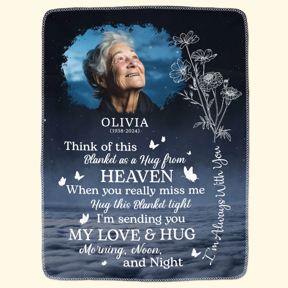 Think Of This Blanket As A Hug From Heaven - Personalized Photo Blanket - Image 7