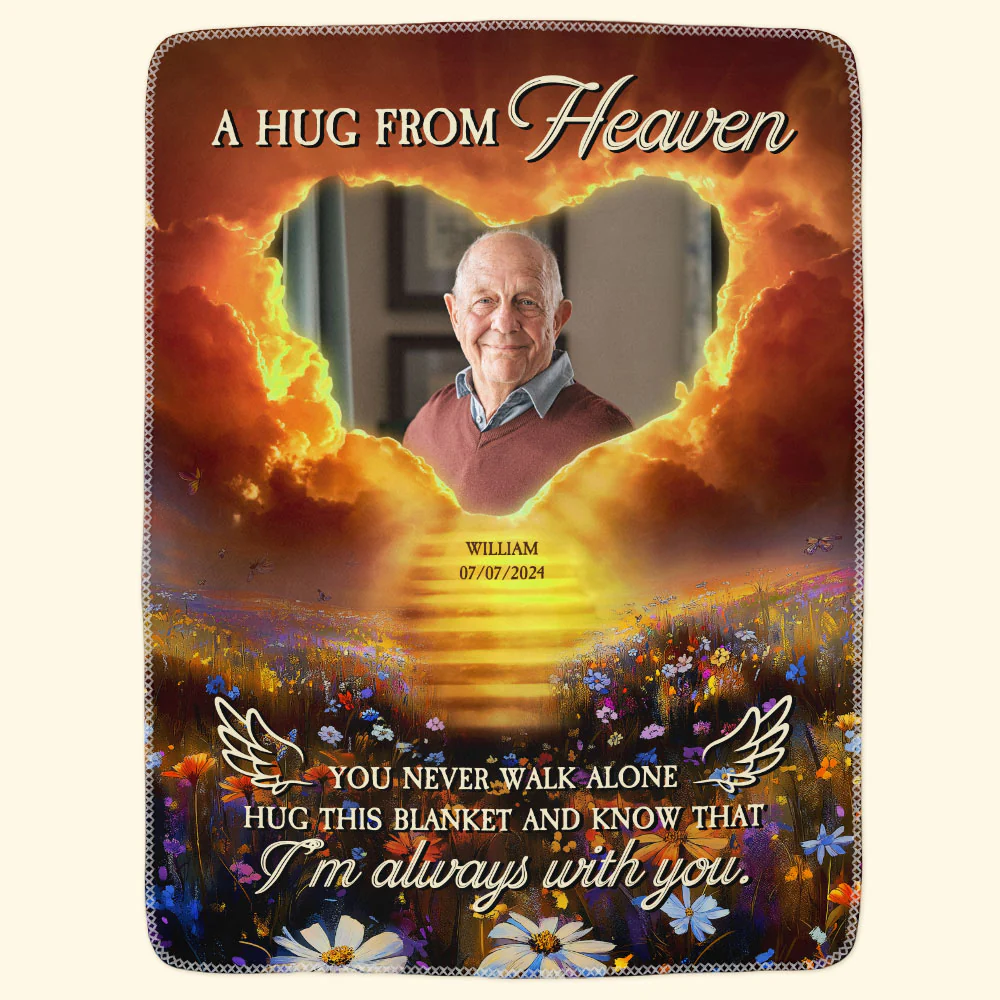 Think Of This Blanket As A Hug From Me From Heaven - Personalized Photo Blanket - Image 6