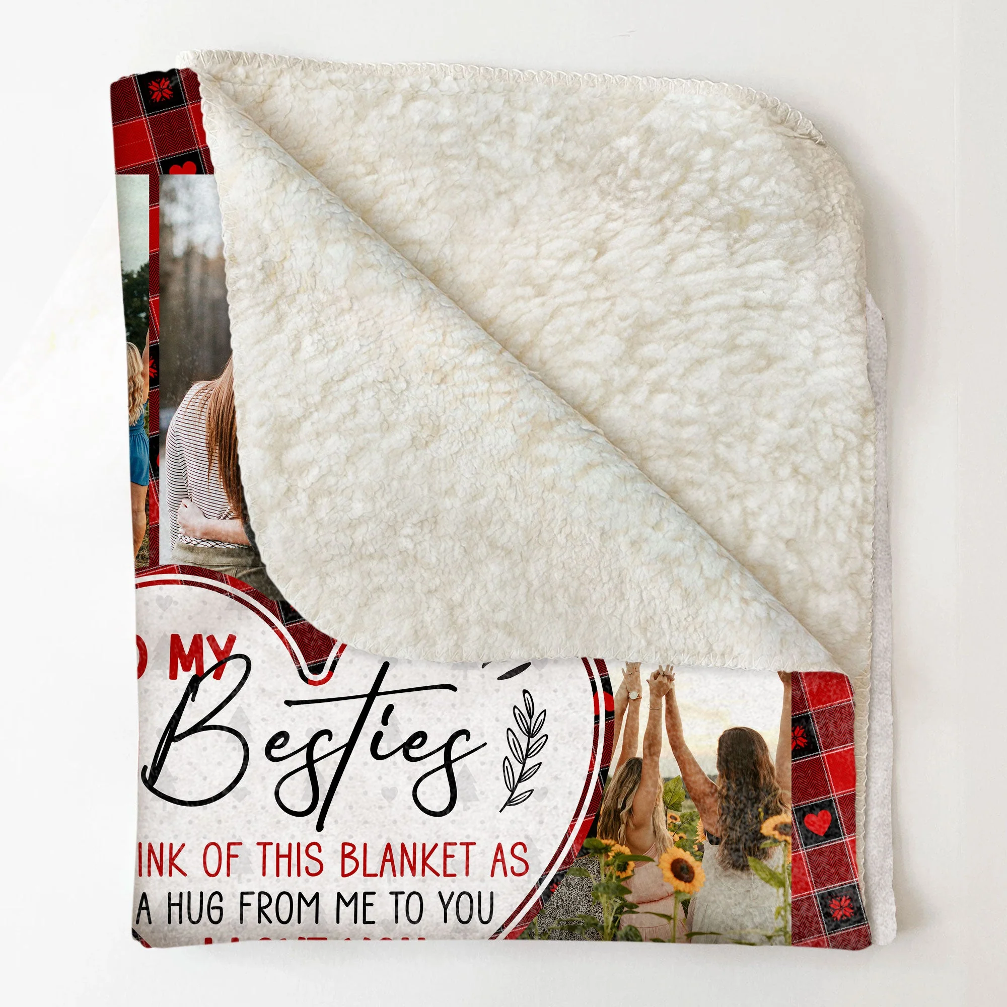 Think Of This Blanket As A Hug Gift For Bestie - Personalized Photo Blanket - Image 4