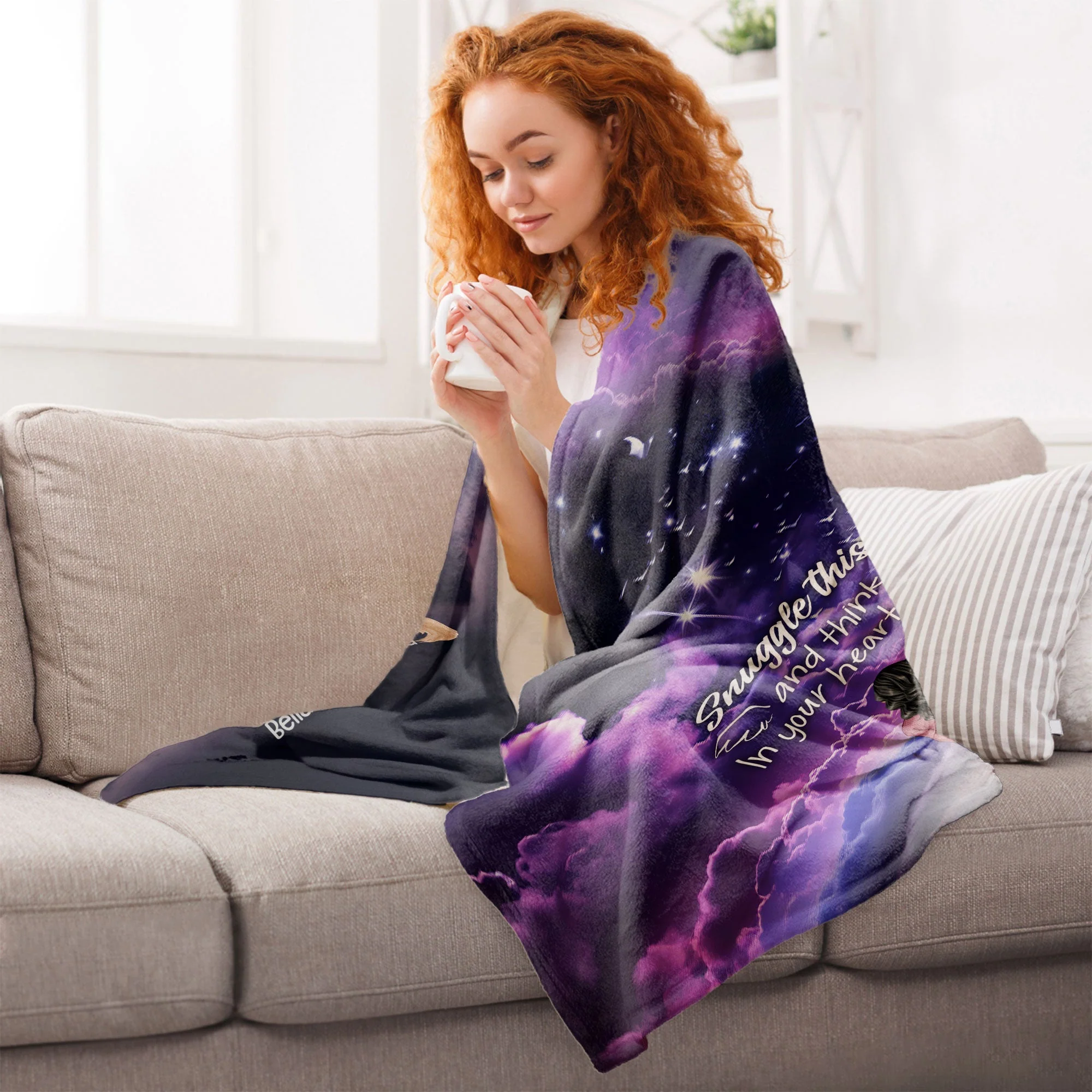 Think Of Us In Your Heart - Personalized Blanket - Image 4