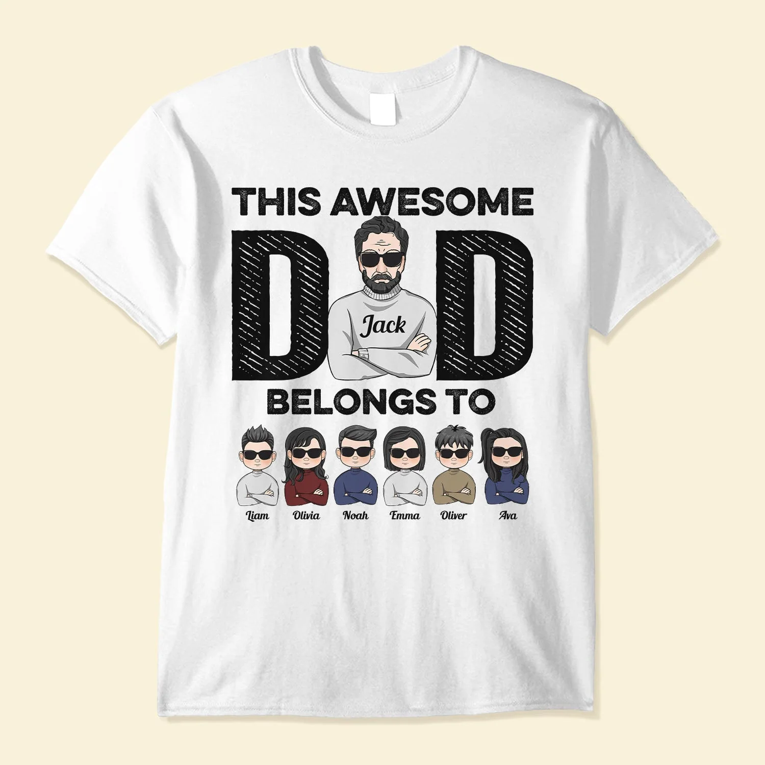 This Awesome Dad Belongs To - Personalized Shirt - Birthday & Christmas Gift For Dad, Daddy, Papa, Father